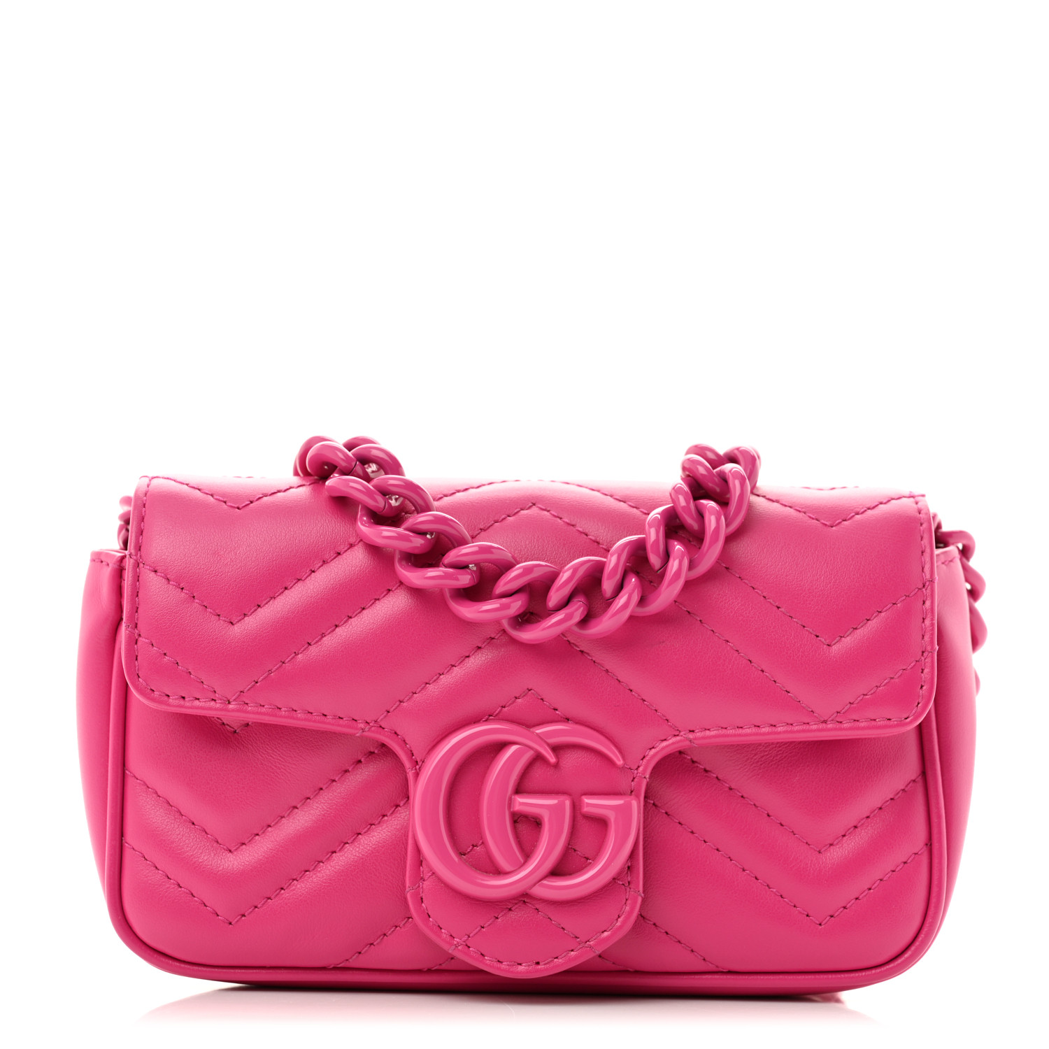 GUCCI Calfskin Matelasse Monochrome GG Marmont Chain Belt