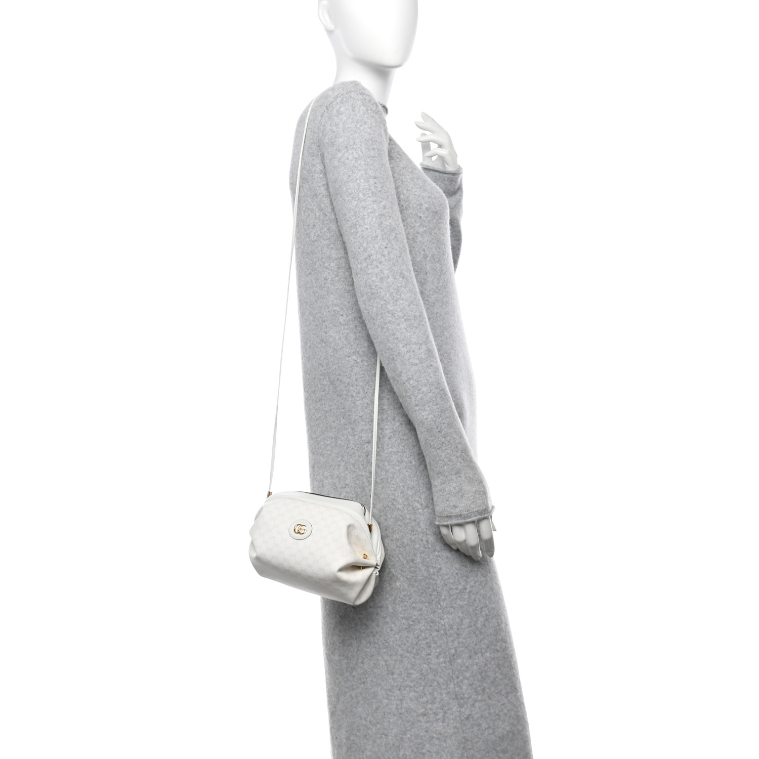 【人気】GUCCI ミニトートバッグ　モノグラム　GG柄　レザー　ホワイト 人気】GUCCI ミニトートバッグ モノグラム GG柄 レザー ホワイト
