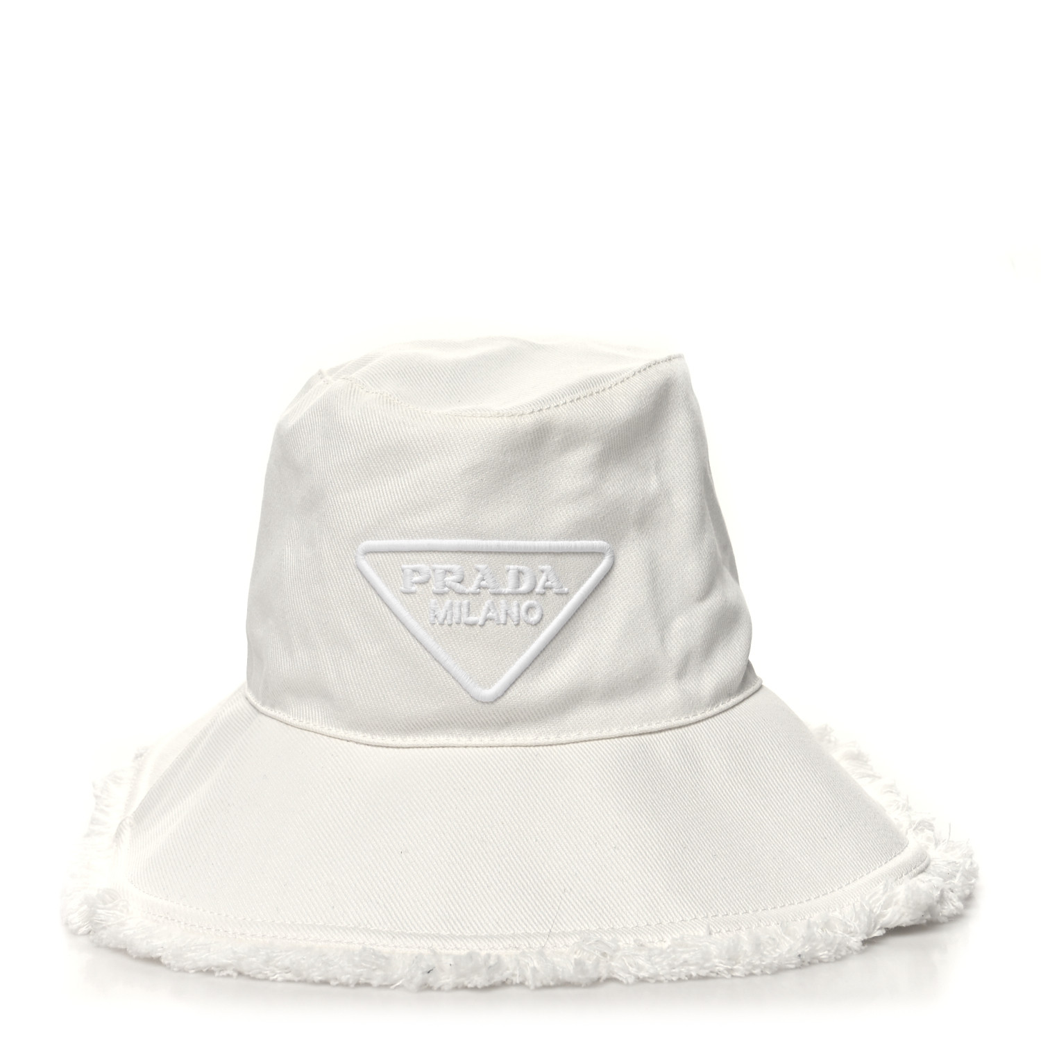 PRADA Drill Nylon Triangle Logo Embroidered Womens Wide Brim