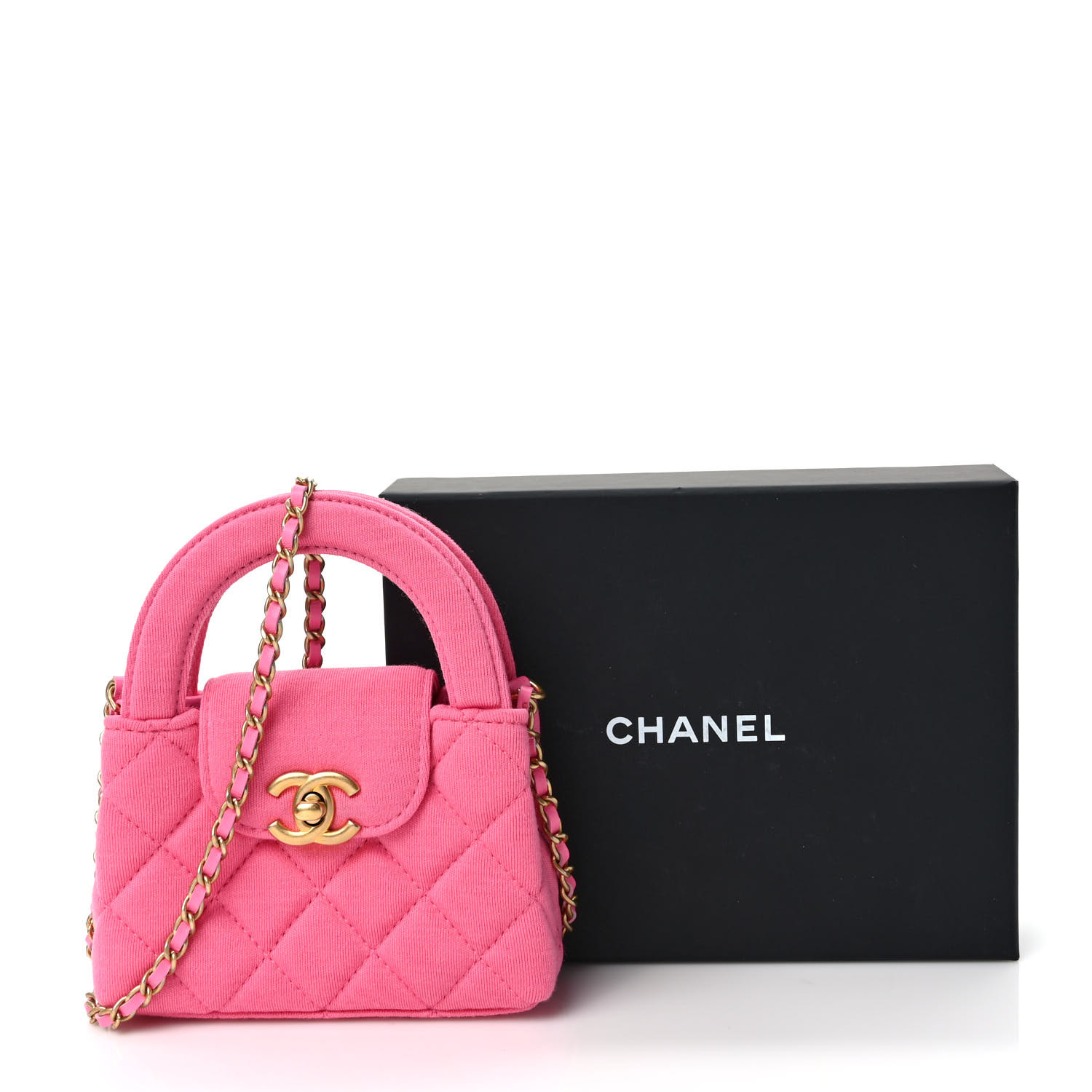 CHANELシャネル CHANEL Jersey Quilted Mini Nano Kelly Shopper Pink 1349579