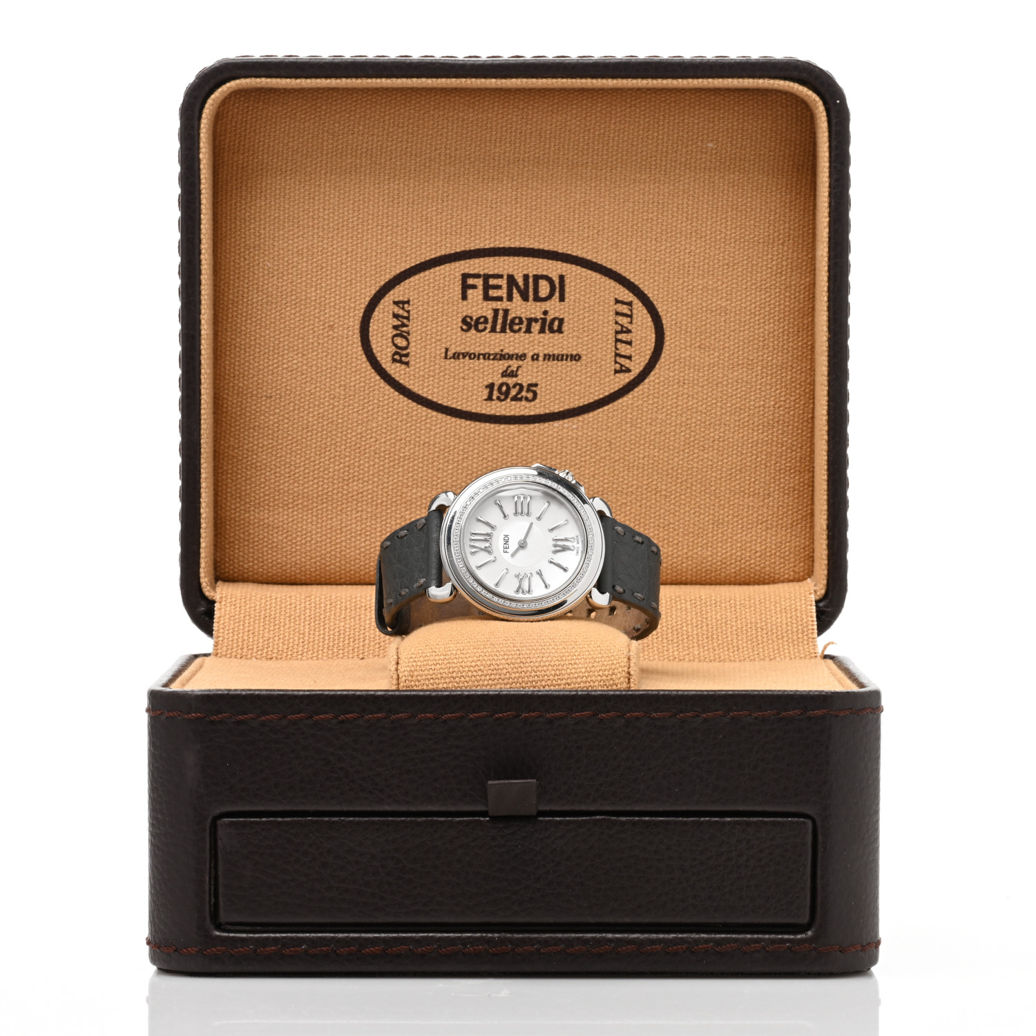 FENDI(フェンディ) Selleria Mother of Pearl Dial Ladies Watch New Fendi Selleria MOP Dial LTHR Strap Women's Watch 001