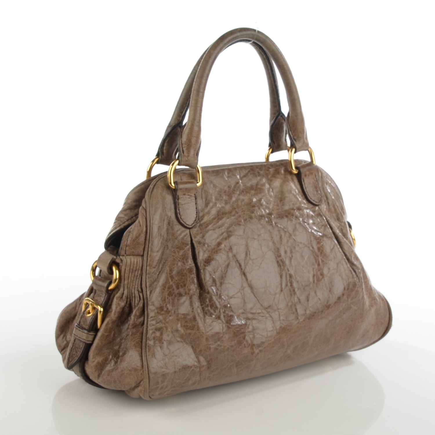 バッグ 00s Miu Miu archive Leather charm bag Miu Miu Archive 2006 Nappa Leather Shoulder Bag - Brown