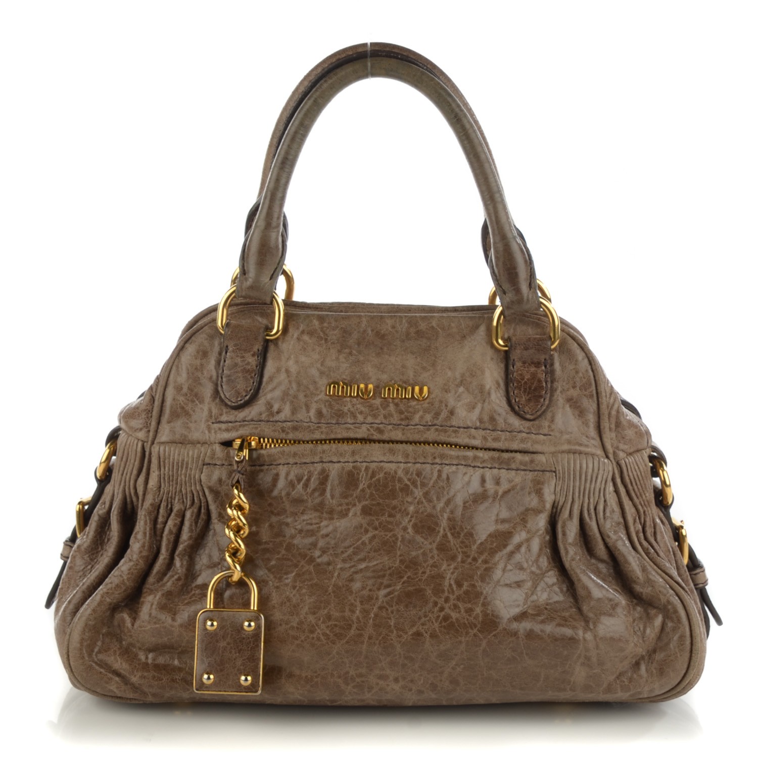 バッグ 00s Miu Miu archive Leather charm bag MIU MIU Nappa Leather Mini Charm Bambu 123801 | FASHIONPHILE