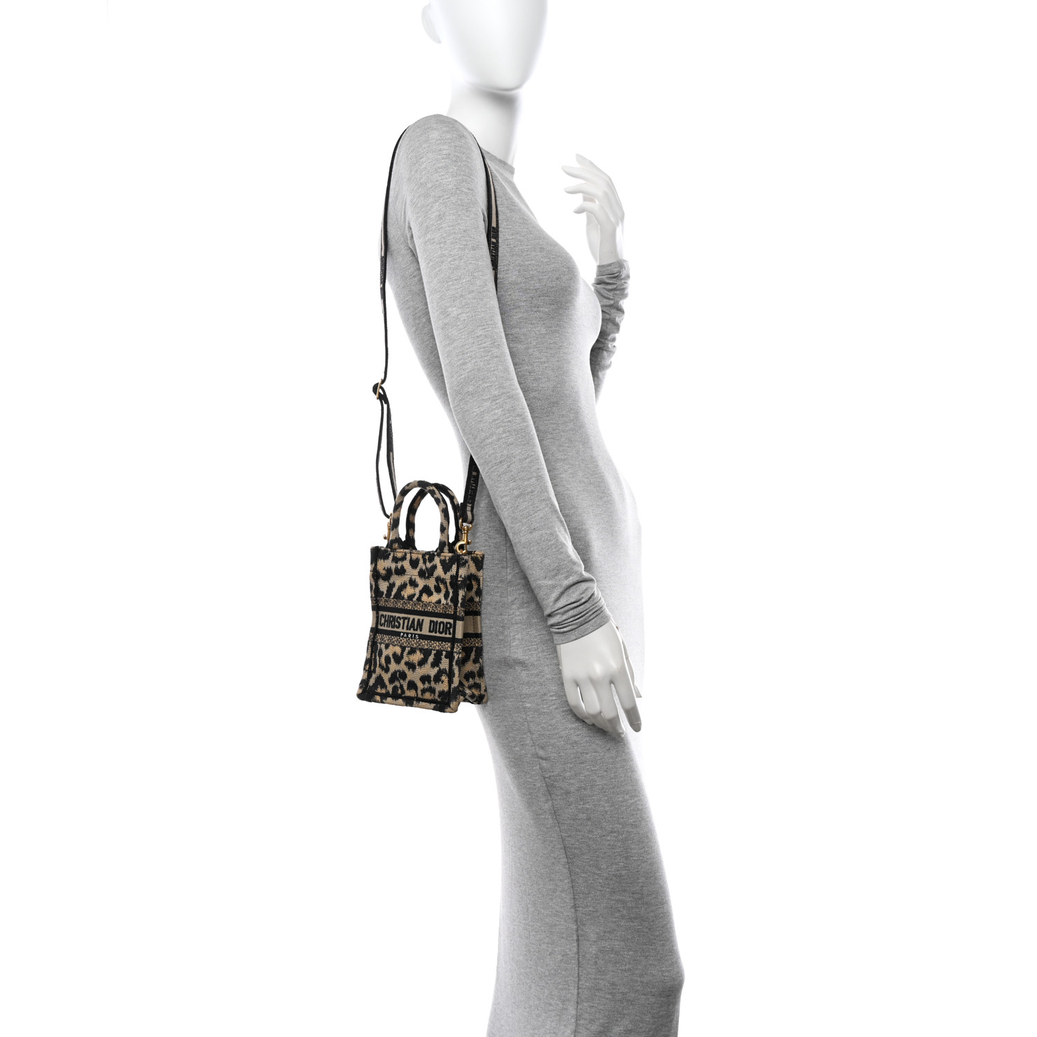 CHRISTIAN DIOR Canvas Mizza Embroidered Mini Book Tote Phone
