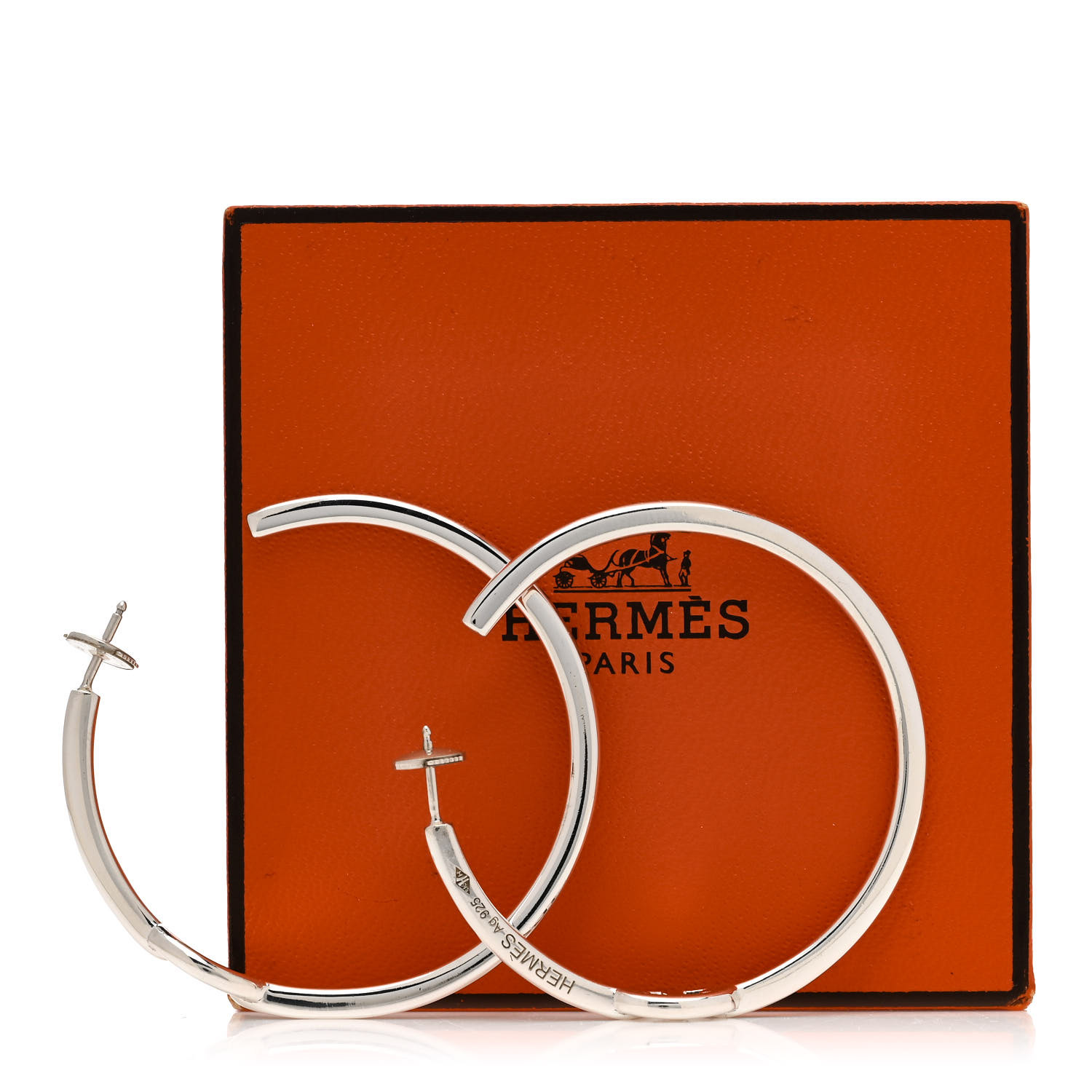 HERMES Sterling Silver GM Chain d'Ancre Enchainee Hoop