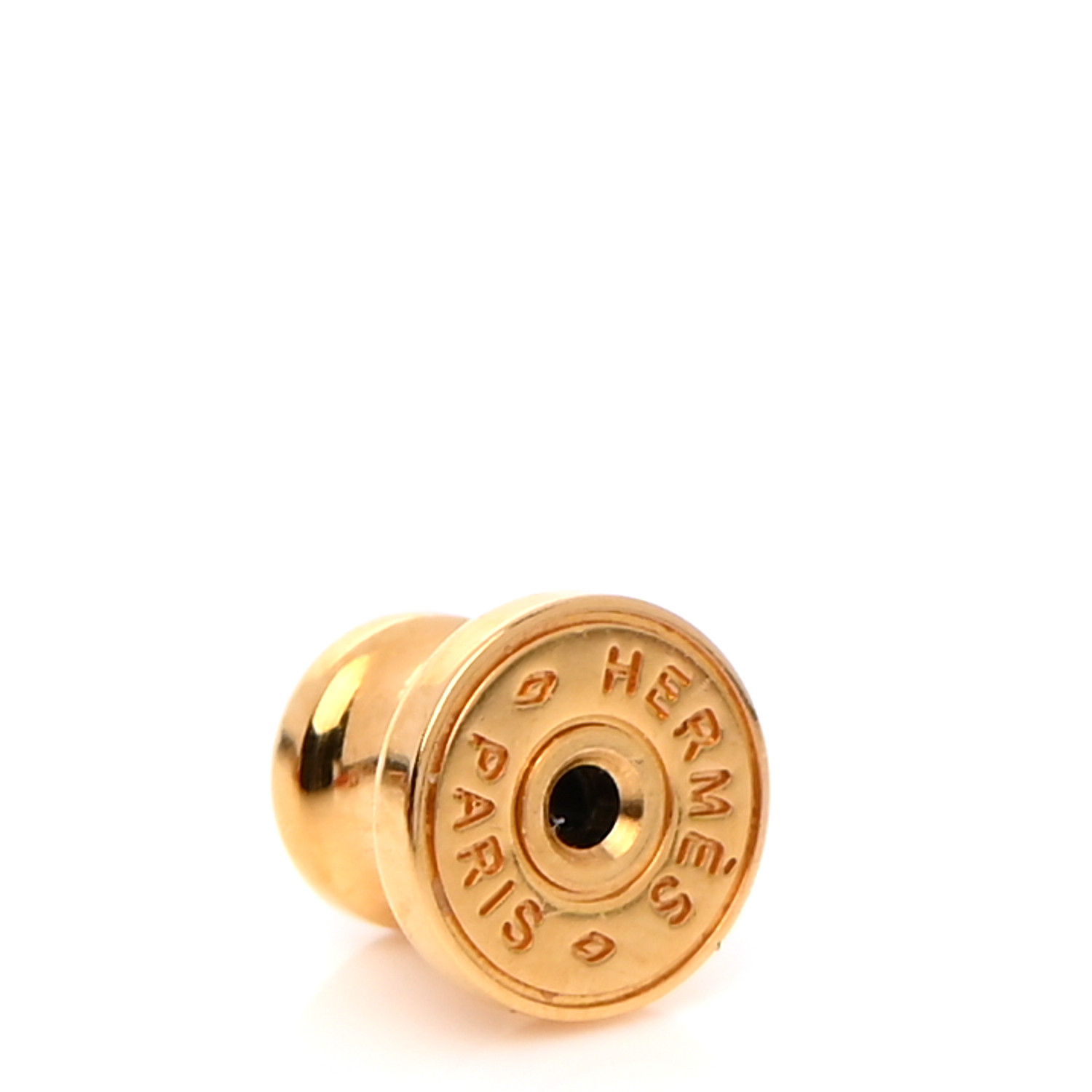 HERMES Gold Lacquered Mini Pop H Earrings Marron Glace