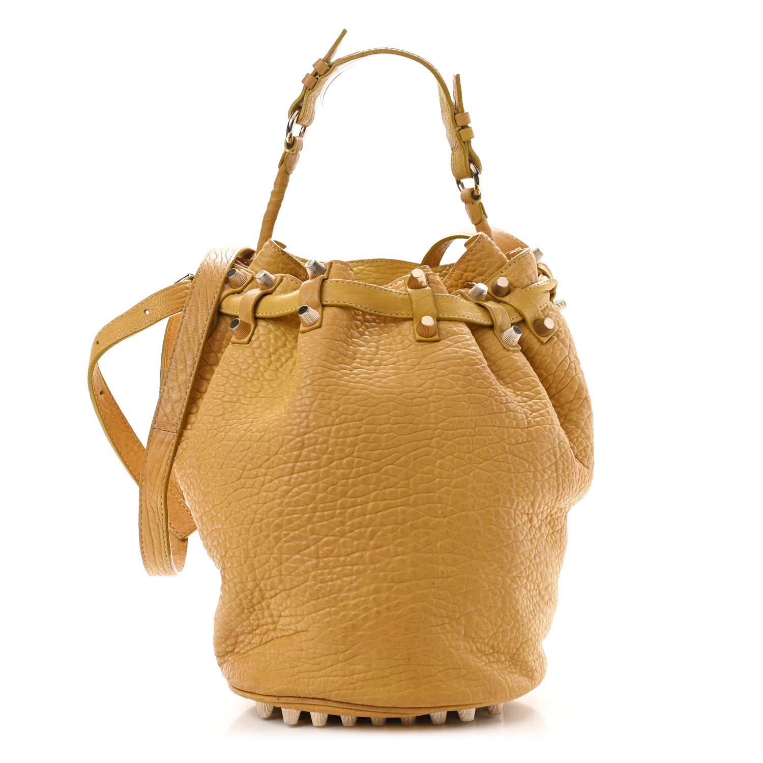 ALEXANDER WANG Pebbled Lambskin Diego Bucket Bag Yellow