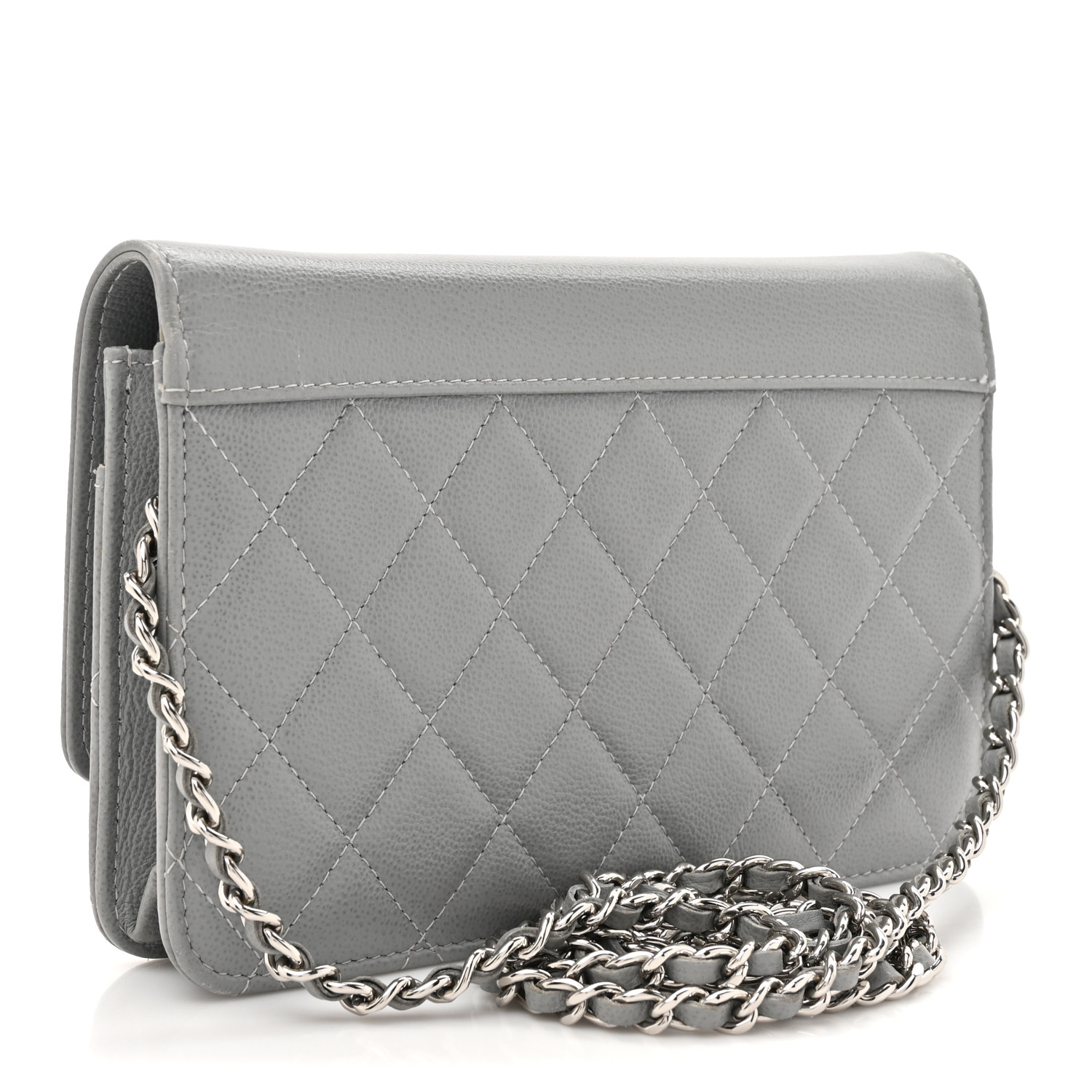 CHANEL Grained Calfskin Quilted CC Box Wallet On Chain WOC