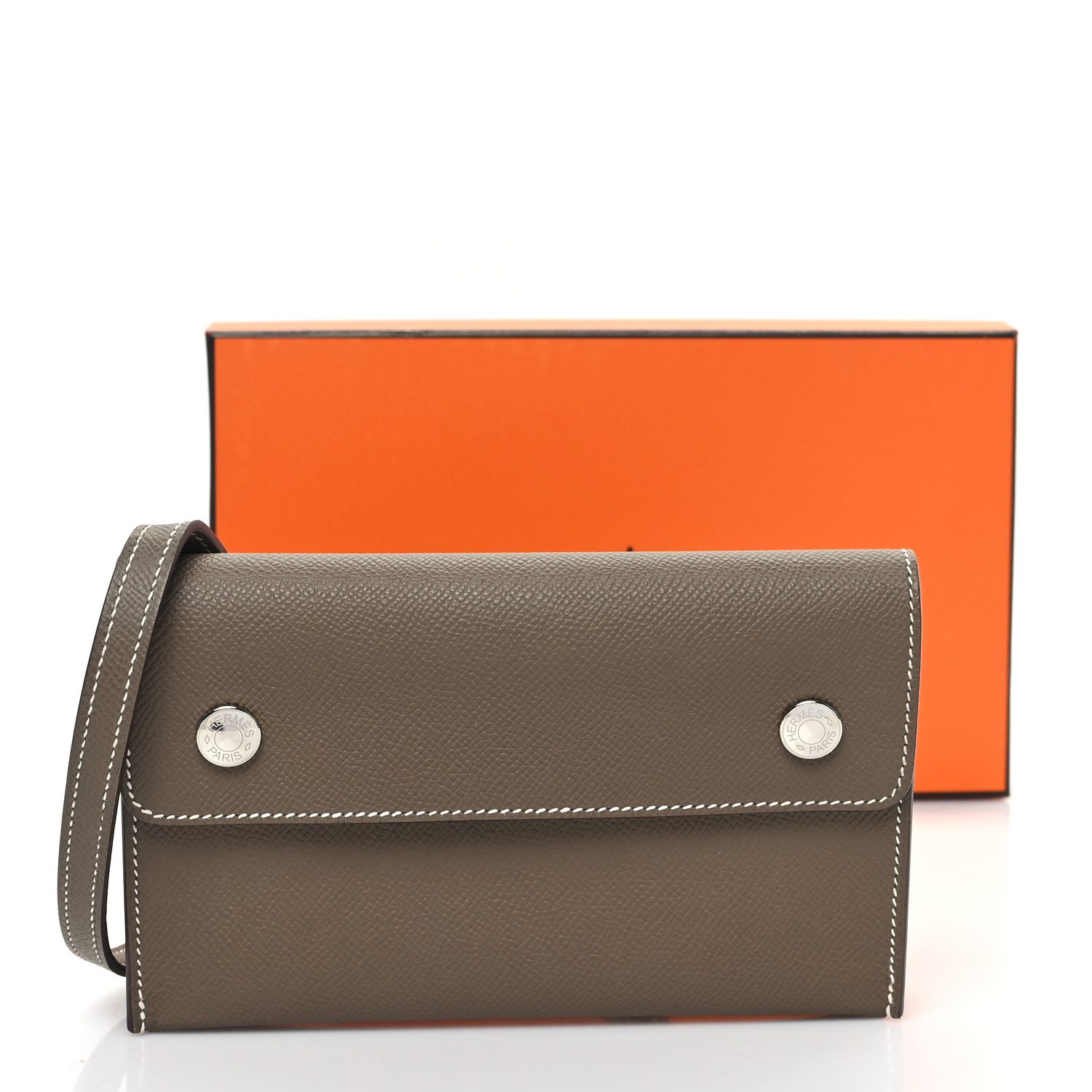 HERMES Epsom Hermesnap Wallet Etoupe 1631289 | FASHIONPHILE