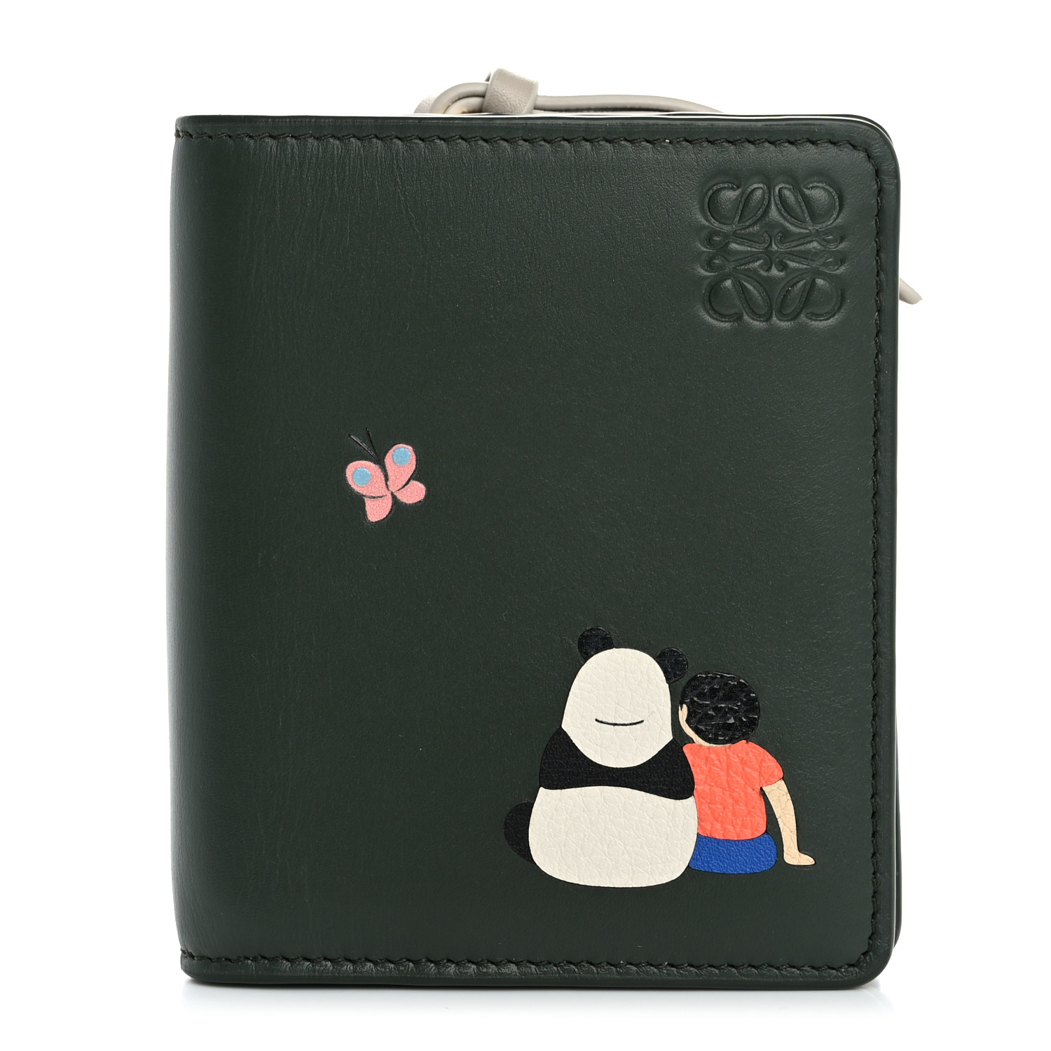 LOEWE X SUNA FUJITA Satin Calfskin Panda Compact Zip Wallet
