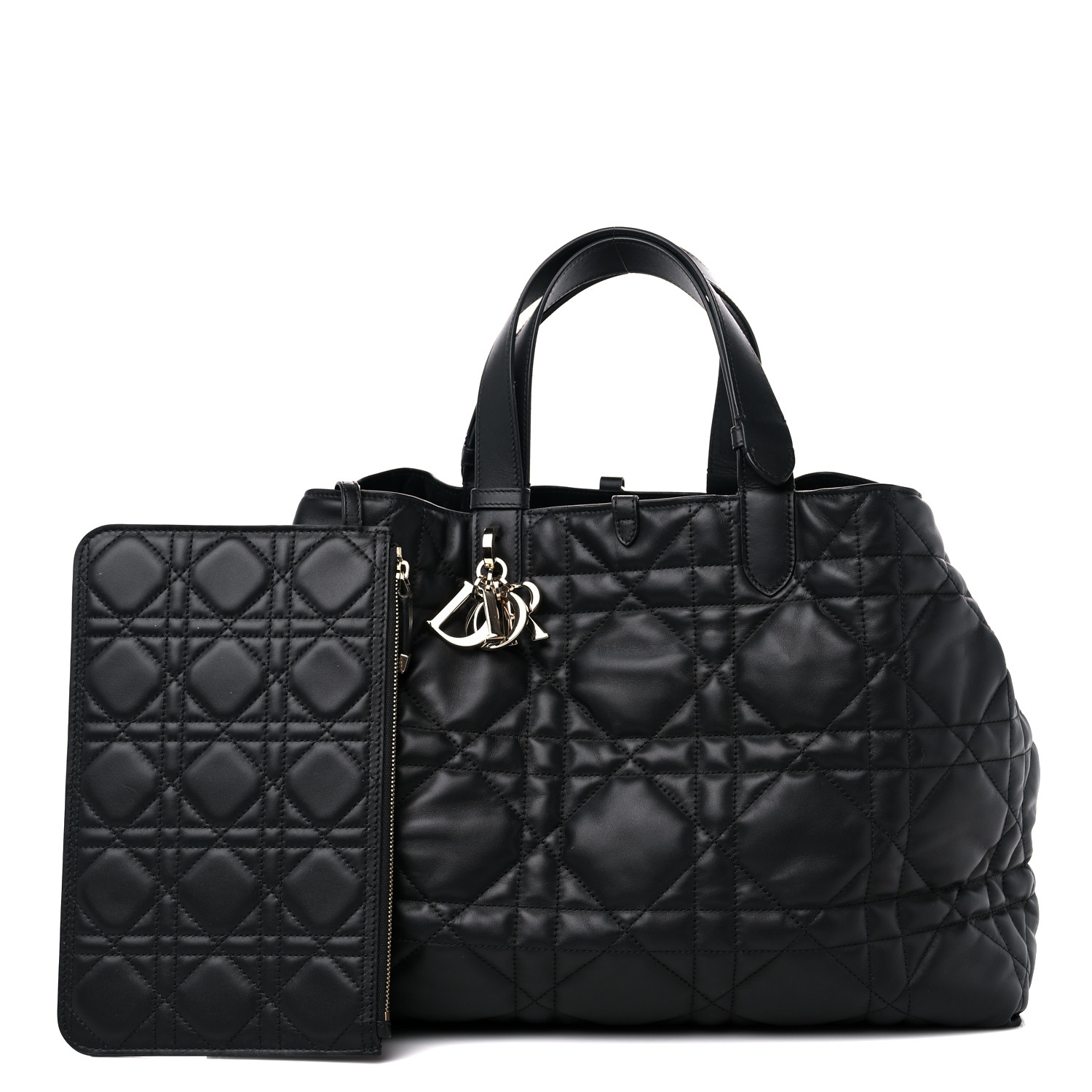 CHRISTIAN DIOR Calfskin Macrocannage Large Toujours Black
