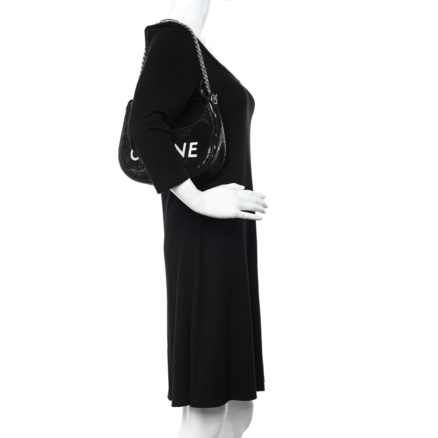 CELINE｜SHOULDER BAGS (MEDIUM AVA CHAIN IN SEQUINS WITH Celine Sequin Medium Chain Ava Black Shoulder Bag – Fashion