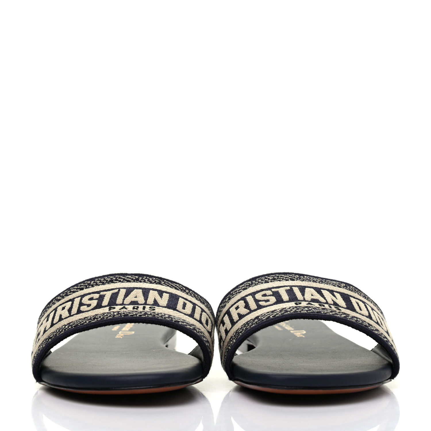 CHRISTIAN DIOR Canvas Embroidered Dway Mules Slide Sandals