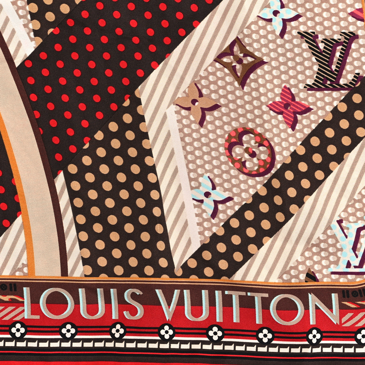 LOUIS VUITTON Silk Monogram Pop Square Scarf Beige 1128381