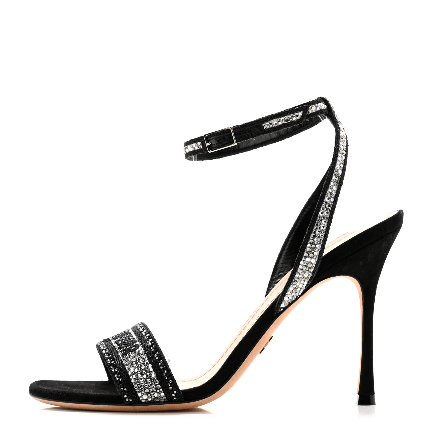 ◆Dior◆Dway Heeled Sandal Black Calfskin Embroidered Cotton Dway Heeled Sandal Black Calfskin and Embroidered Cotton | DIOR