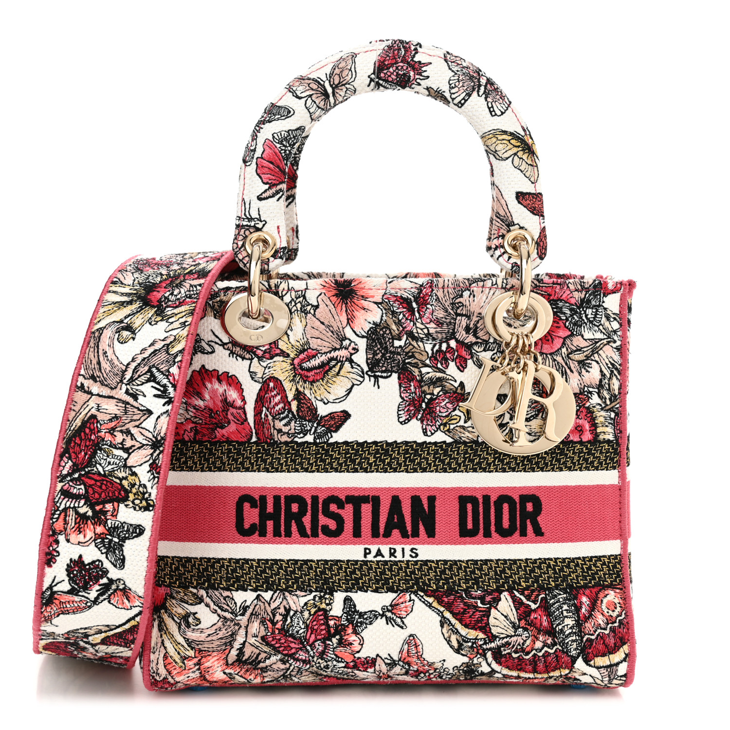 【新作☆レア】DIOR LADY D-LITE Butterfly ミディアム Medium Lady D-Lite Bag • Gold-Tone and White Butterfly