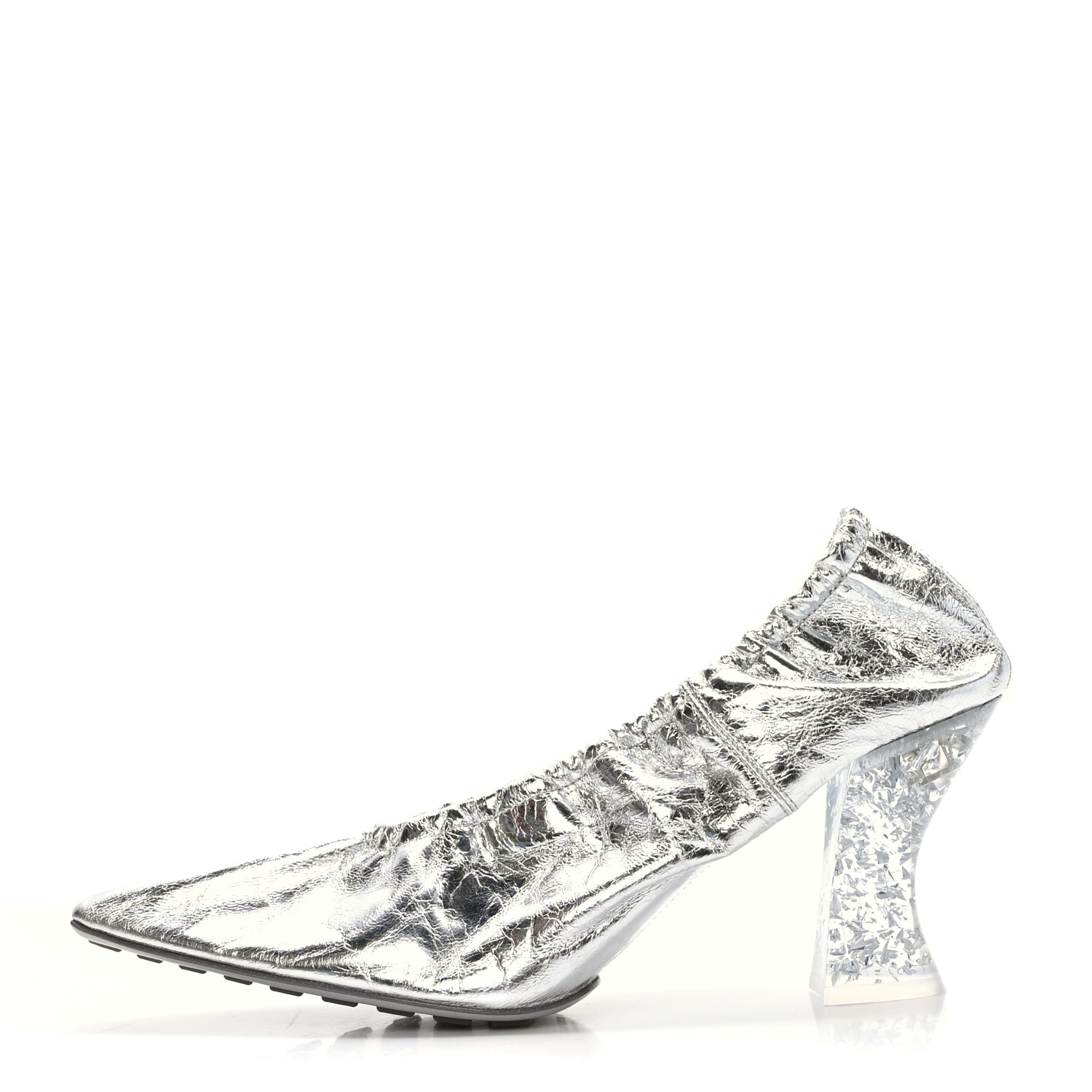 【BOTTEGA VENETA】CRUSH llic Nappa Almond Pumps Fondant BOTTEGA VENETA Metallic Crushed Nappa Glitter Plexiglass
