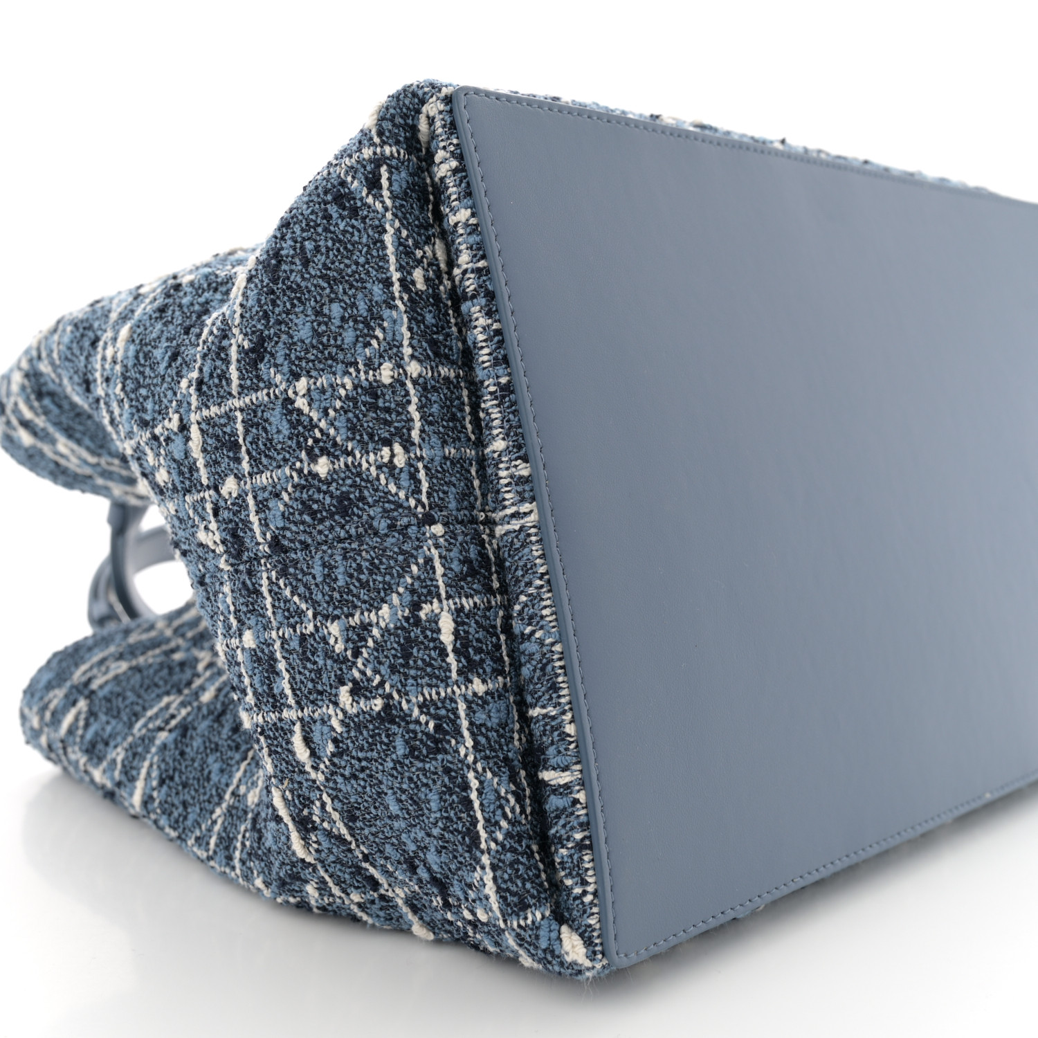 CHRISTIAN DIOR Tweed Cannage Medium Toujours Blue White