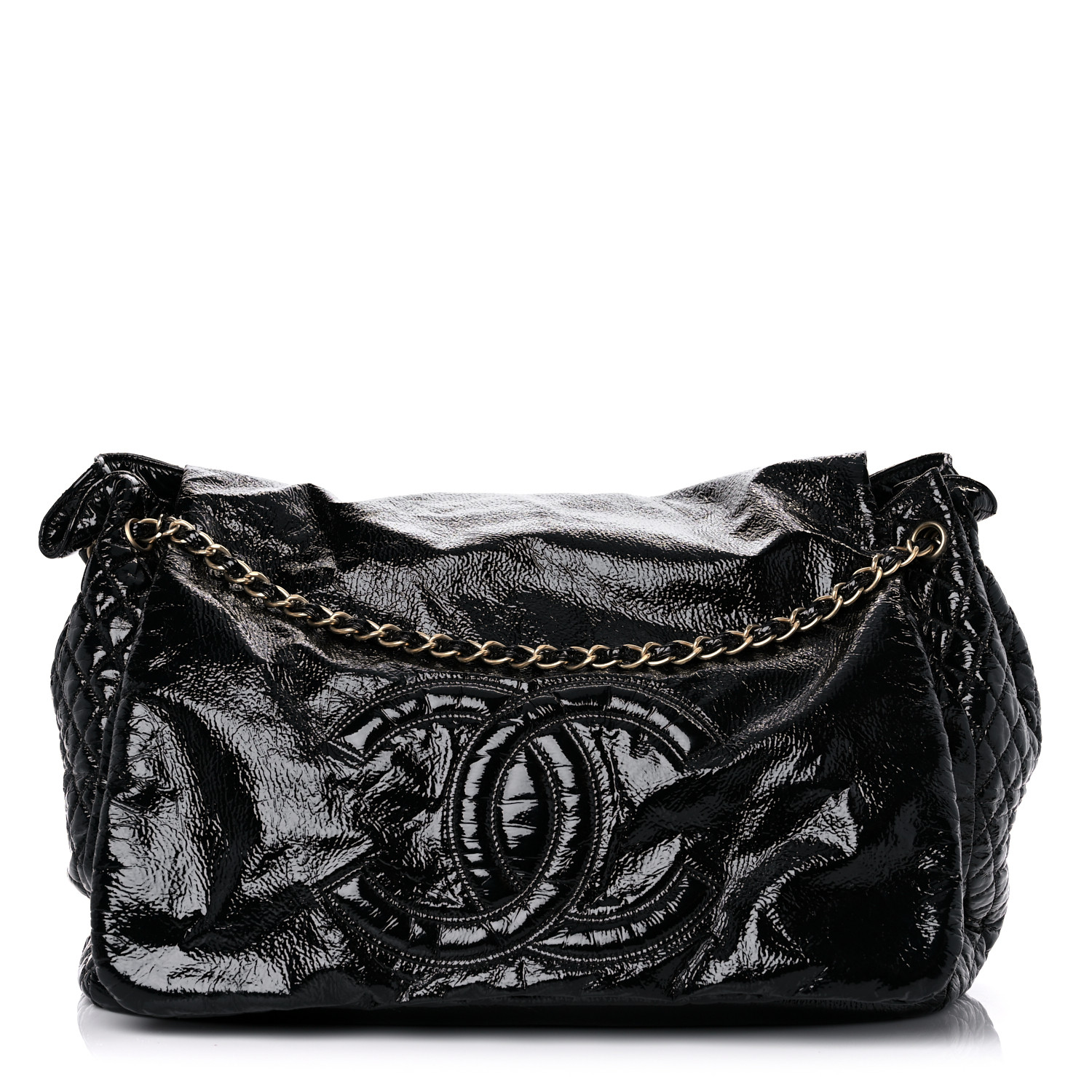 CHANEL Vinyl XL Rock and Chain Flap Black 1086904 | FASHIONPHILE