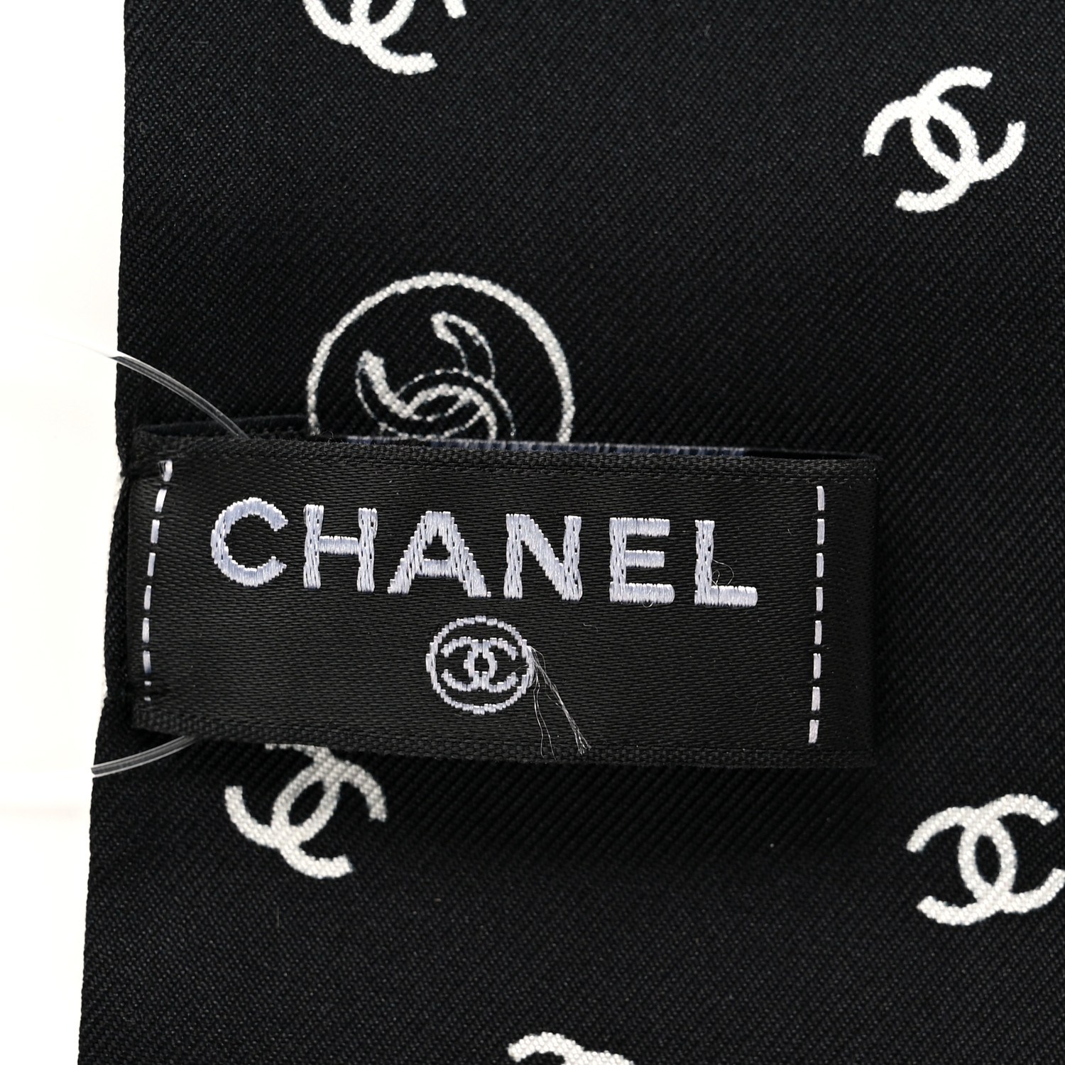 CHANEL シャネル　silk Square scarf - Silk jacquard, black, gray, white & gold