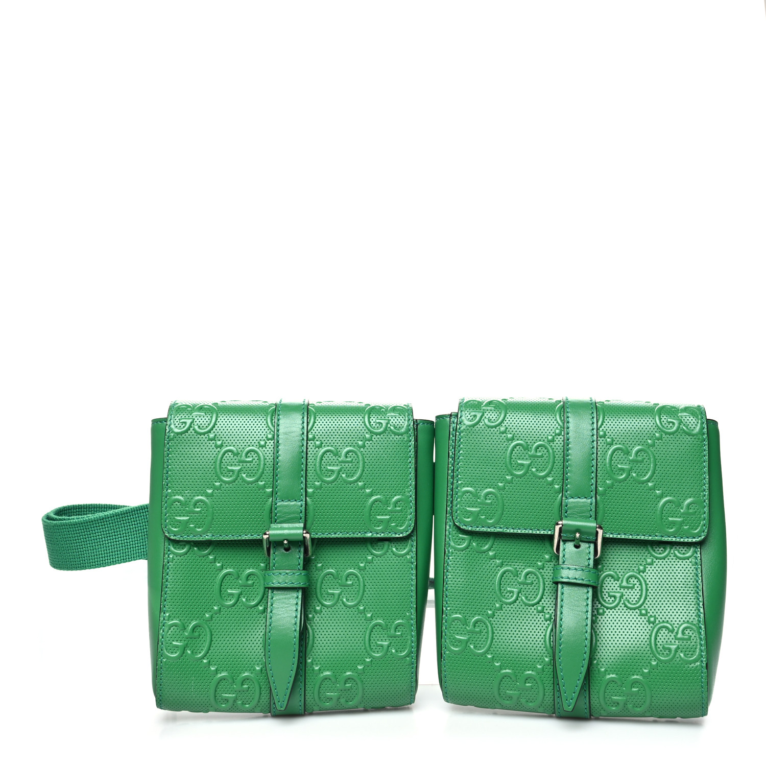 【GUCCI 】GG Tennis 20 Embossed Strap Pouch Clutch Bag GUCCI Calfskin GG Tennis Embossed 2 Detachable Pouch Belt