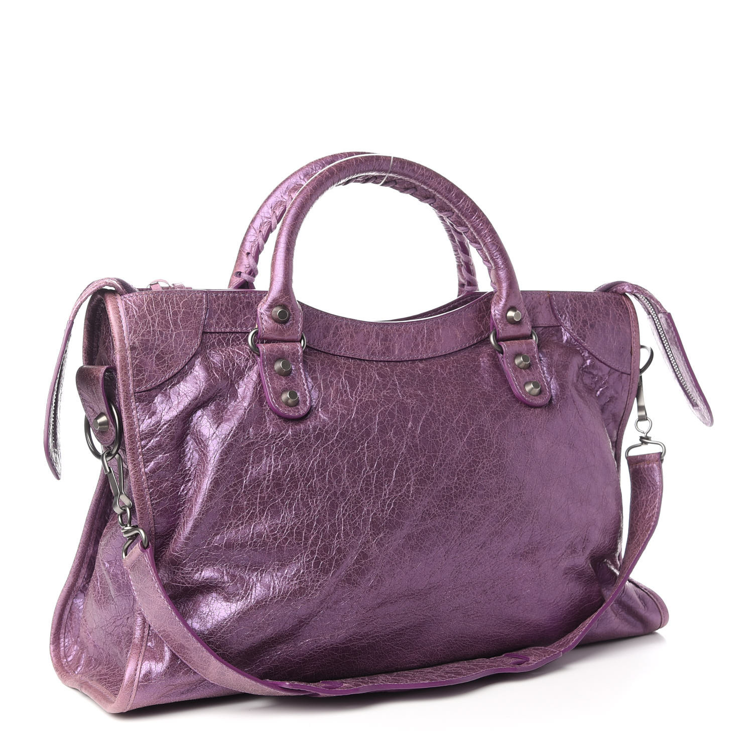 BALENCIAGA Agneau Classic Hardware City Metallic Purple