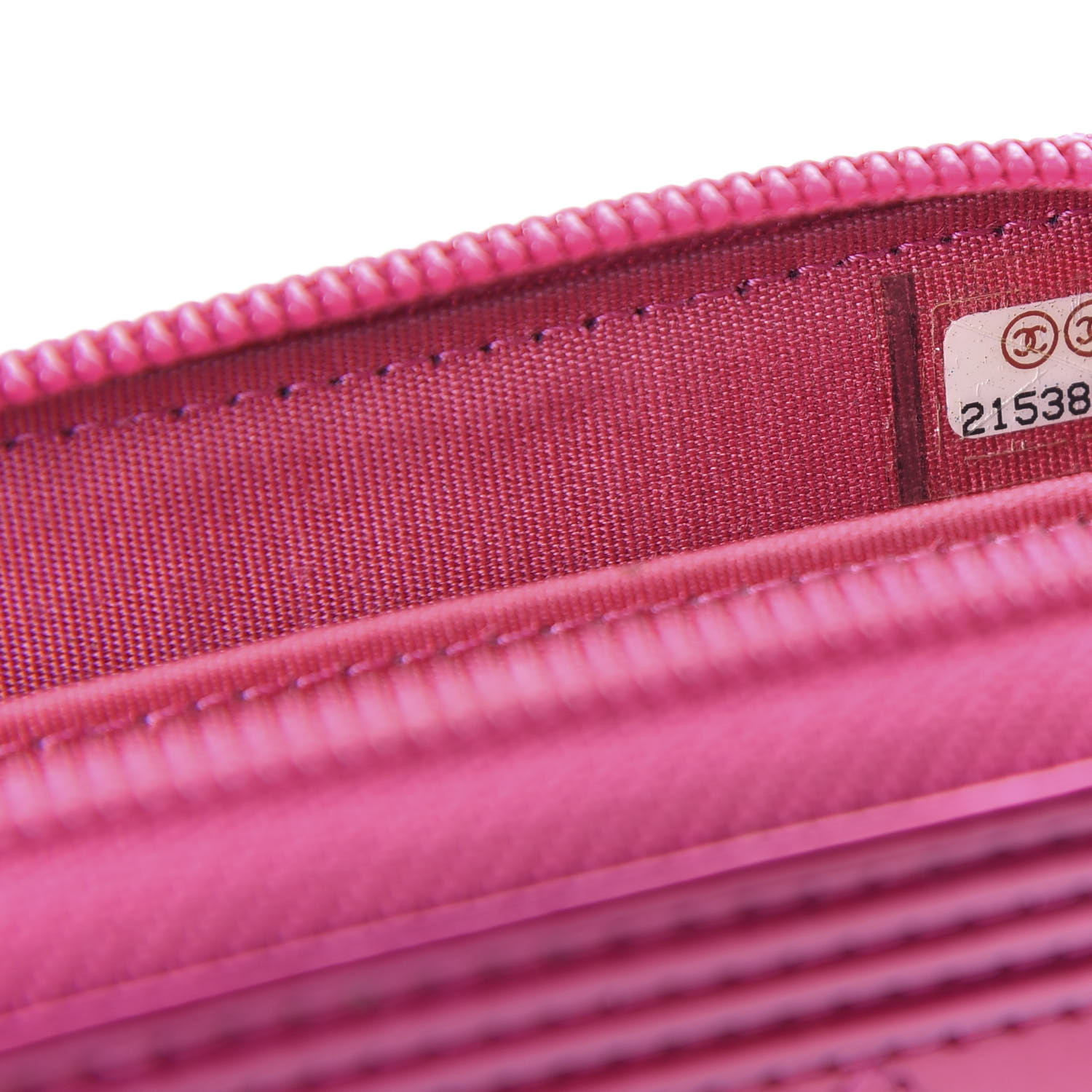 CHANEL Metallic Patent Quilted Zip Around Boy Coin Purse