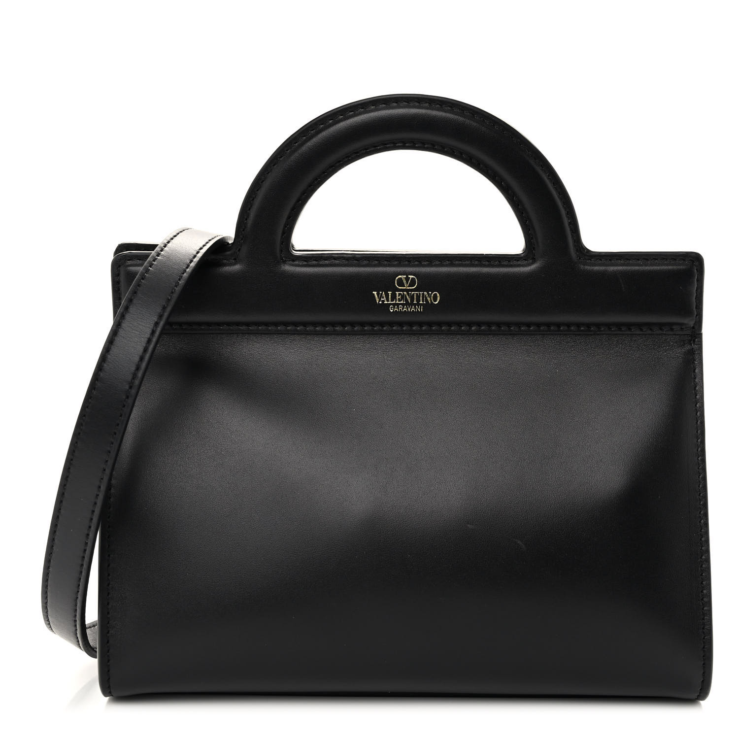 VALENTINO GARAVANI Calfskin Mini Logo Crossbody Tote Black