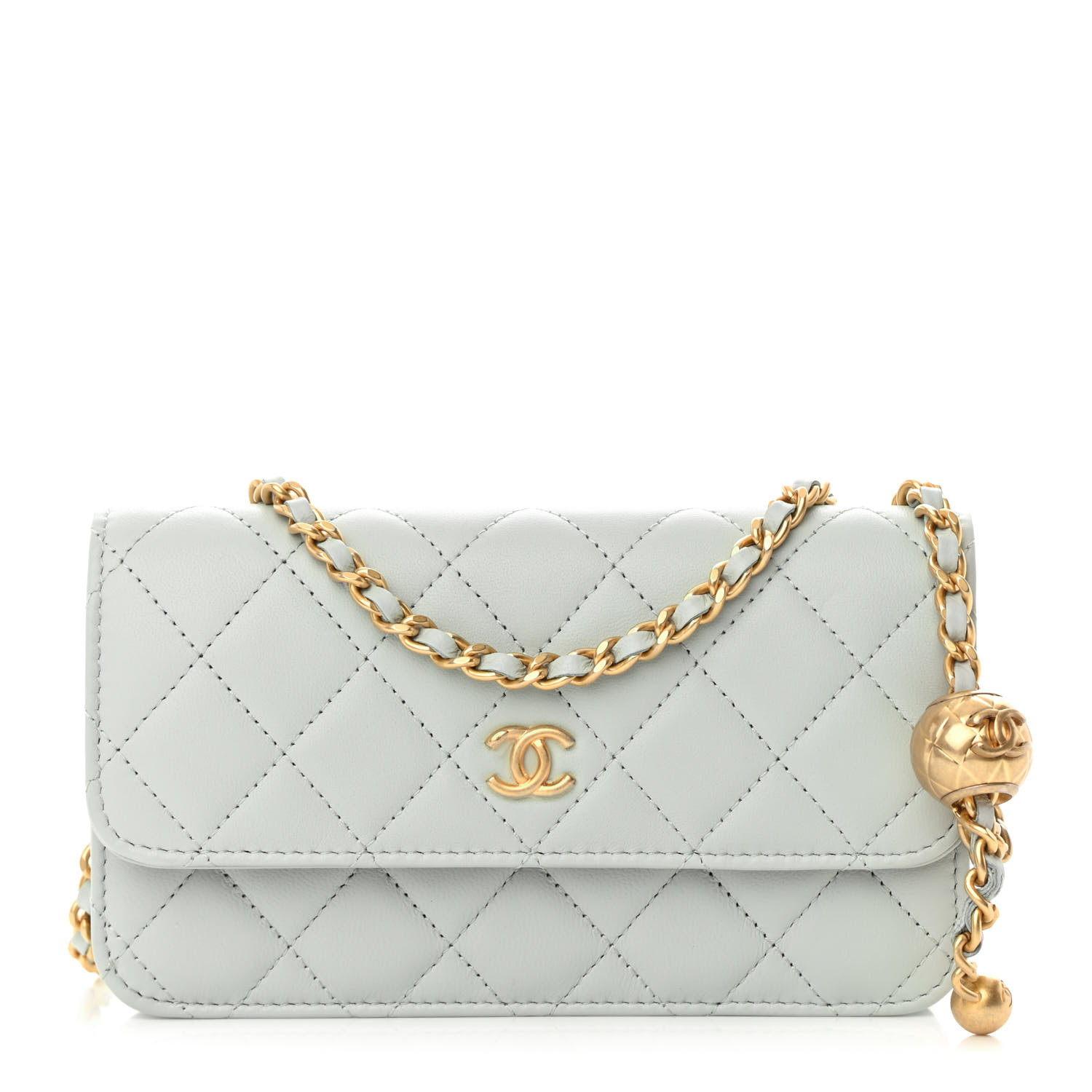 Small tote, Shiny lambskin & gold-tone metal, white