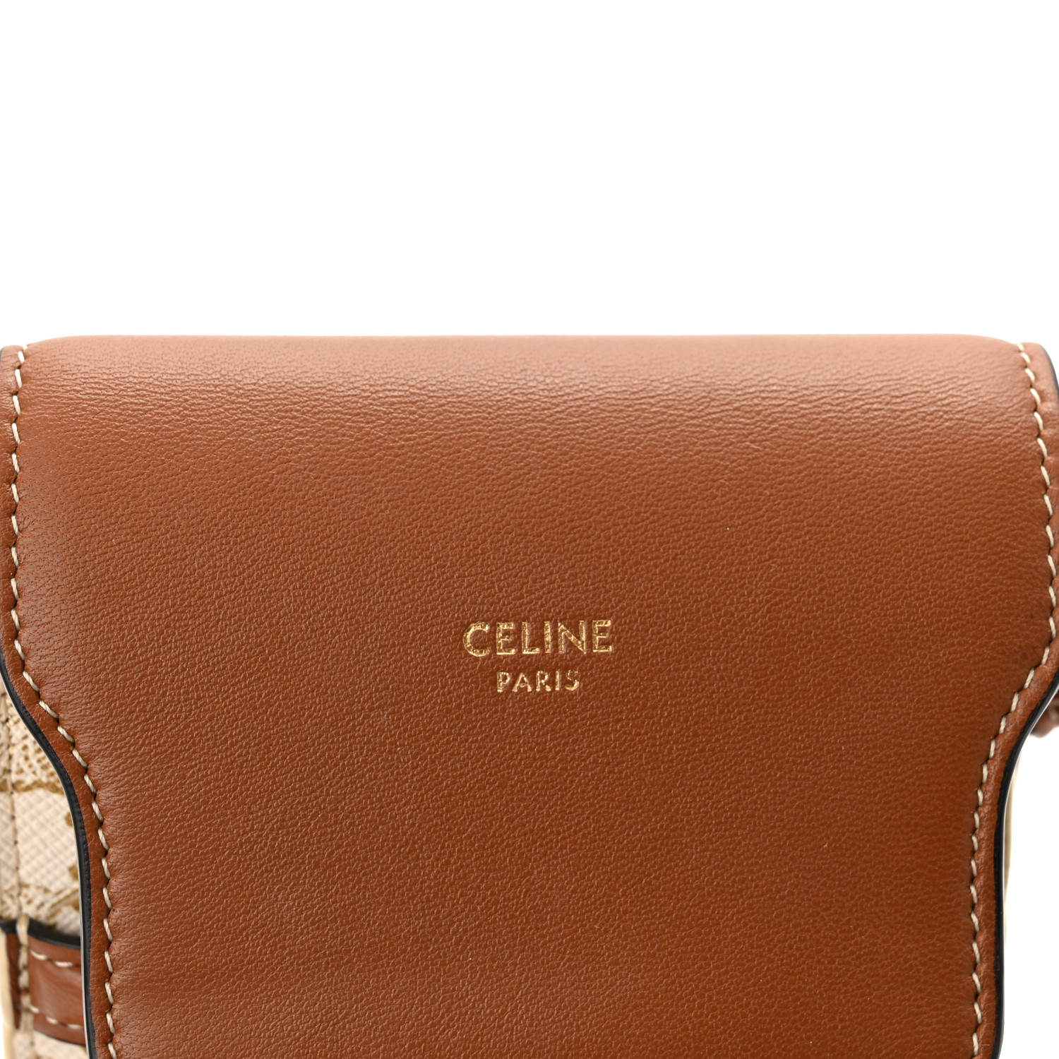 【国内発送】PHONE POUCH FLAP TRIOMPHE CANVAS LAMBSKINセール CELINE Triomphe Canvas Lambskin Phone Pouch With Flap White