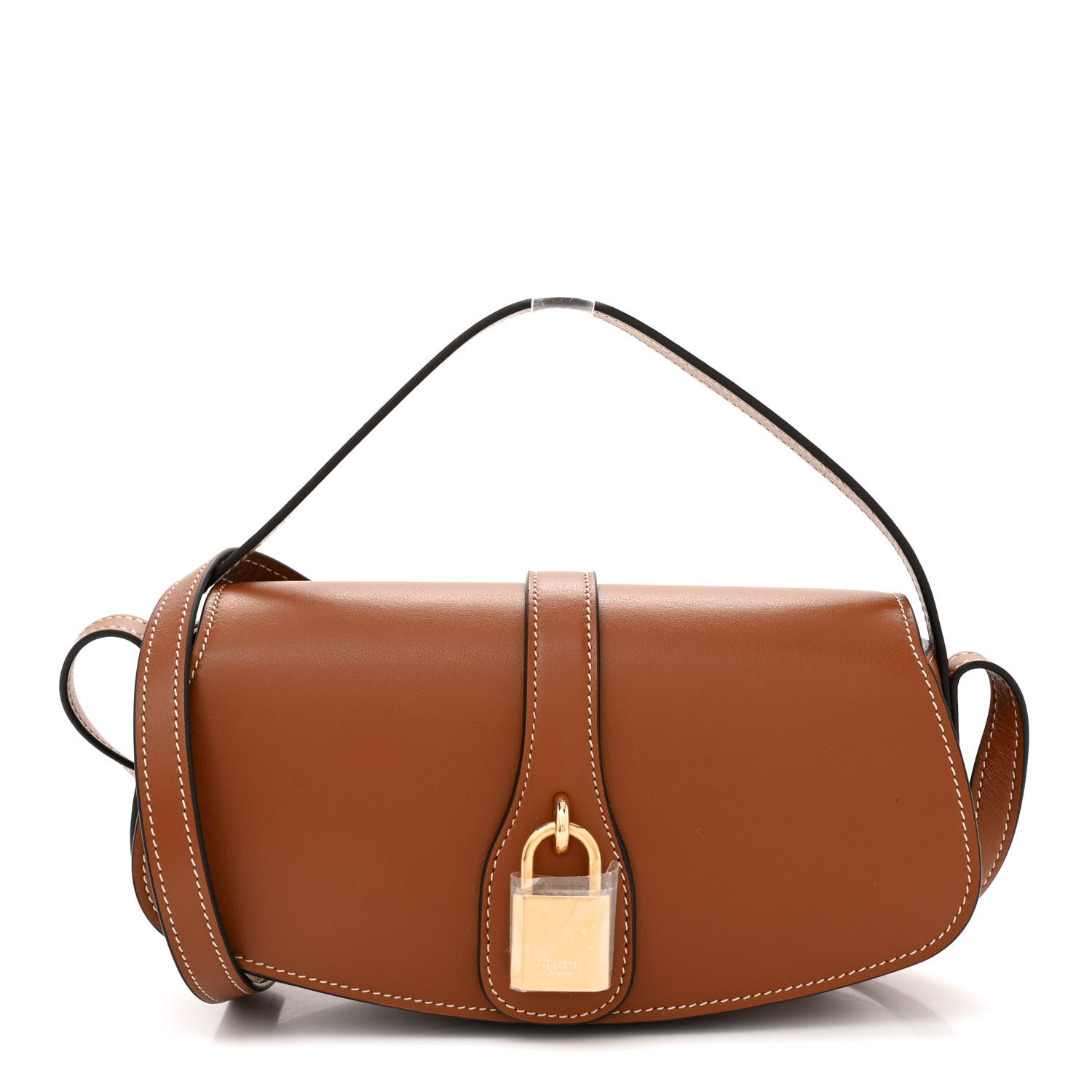 CELINE Smooth Calfskin Tabou Clutch On Strap Tan 1519142
