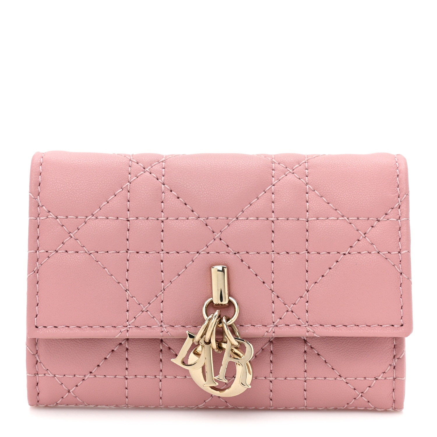 【ピンク×ベージュのツートン】My Dior Glycine ウォレット My Dior Glycine Wallet Powder Pink Cannage Lambskin | DIOR