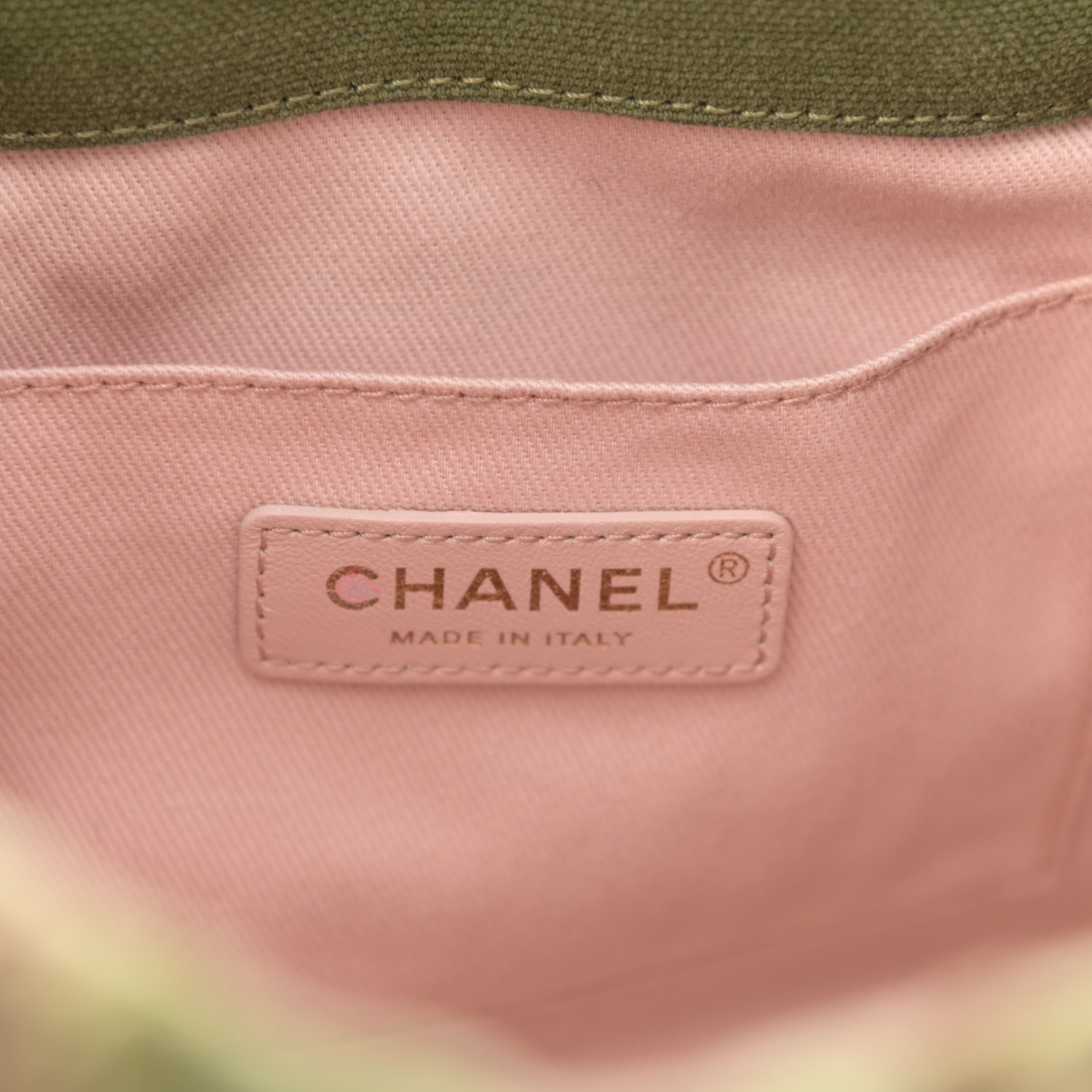 CHANEL（okima） CHANEL Canvas Chevron Cuba Patchwork Bucket Bag Khaki