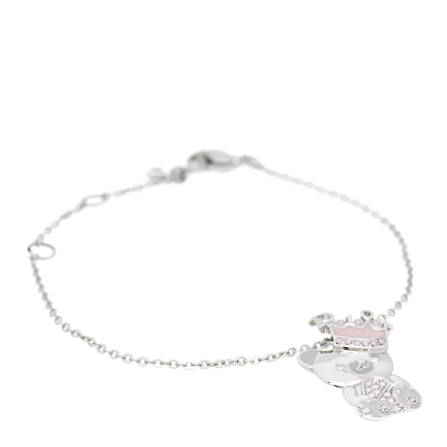 希少✨Dior Pink heart silver Bracelet NEW CHRISTIAN DIOR Clear Resin PINK HEARTS D-I-O-R Logo Cuff