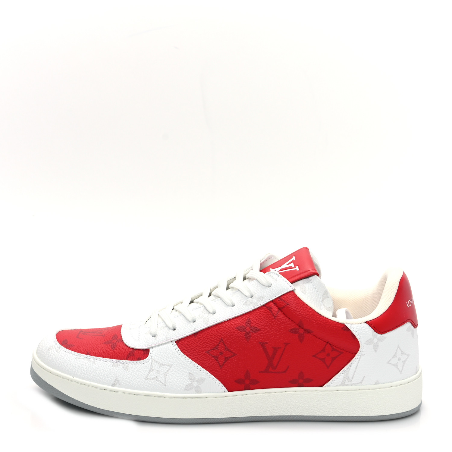 LOUIS VUITTON Monogram Calfskin Mens Rivoli Sneakers 9.5 Red