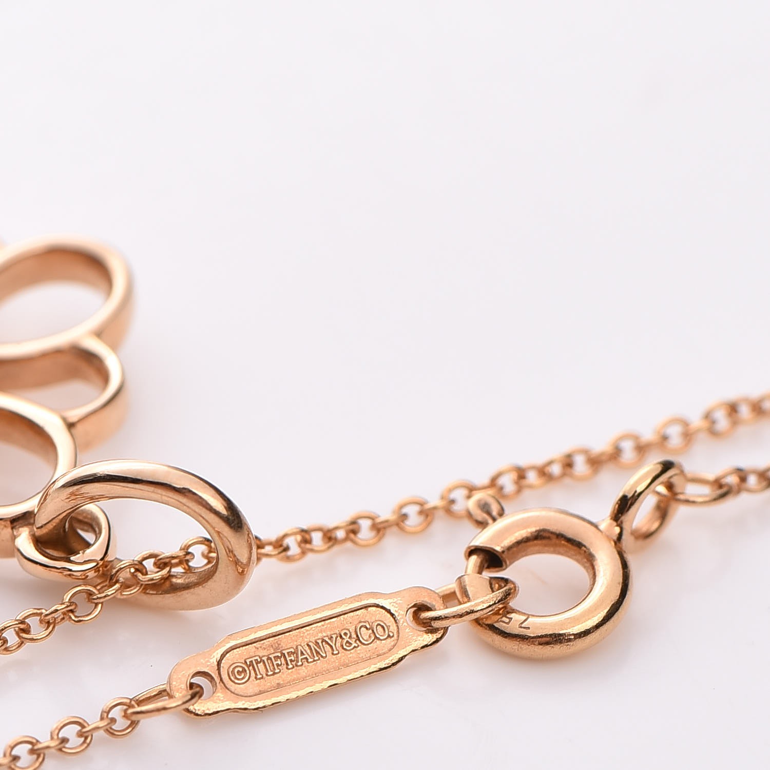 TIFFANY 18K Rose Gold Knot Key Pendant Necklace 281434