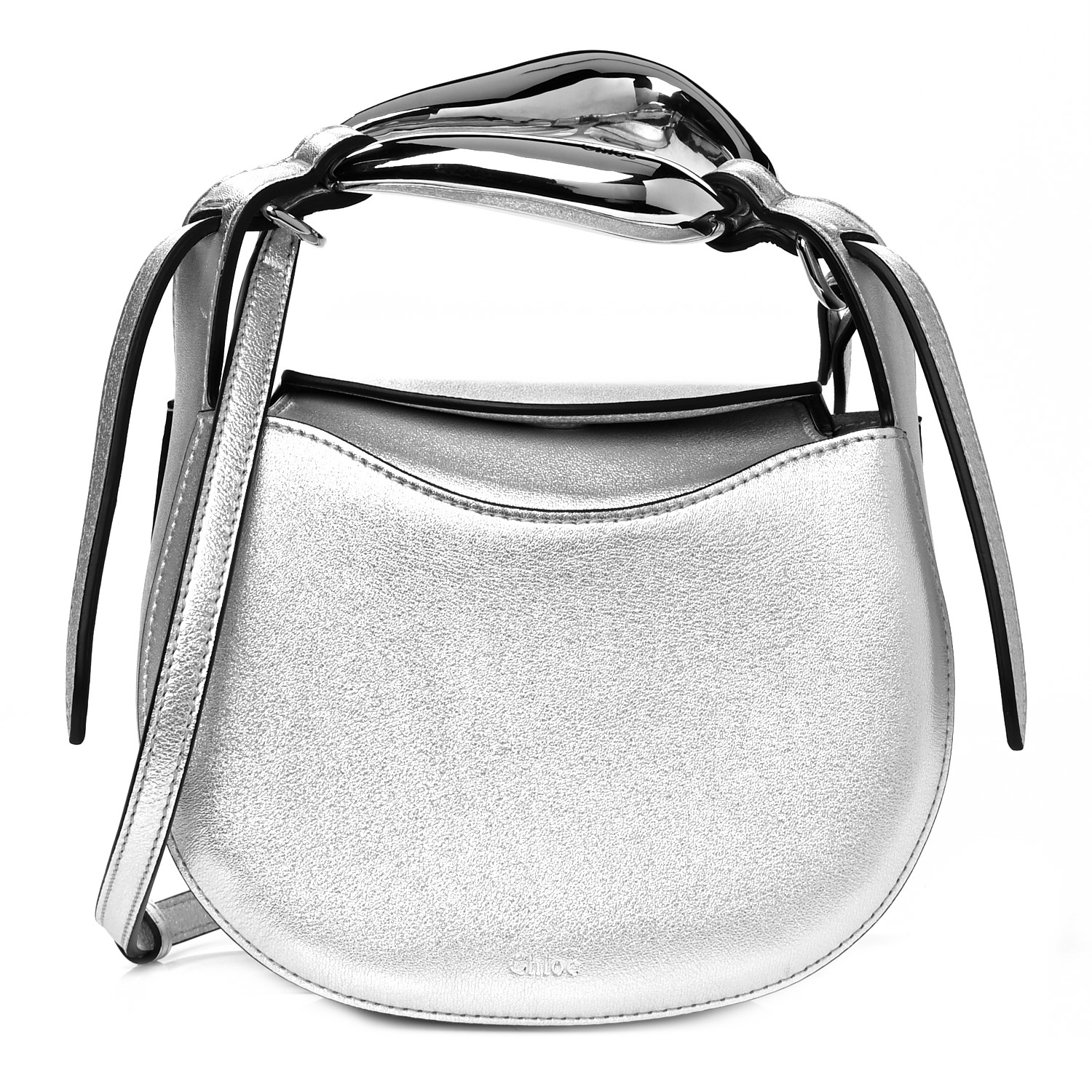 現在開催中のキャンペーン＆お得情報 Small Metallic CHLOE Grain 949796 Silver Bag Kiss Calfskin バッグ
