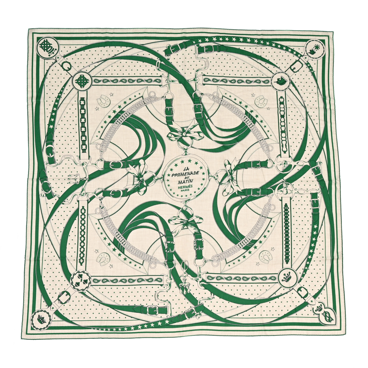 【上品★】HERMES カシシル 140 La Promenade du Matin Bandana HERMES Cashmere Silk La Promenade du Matin Bandana Shawl 140