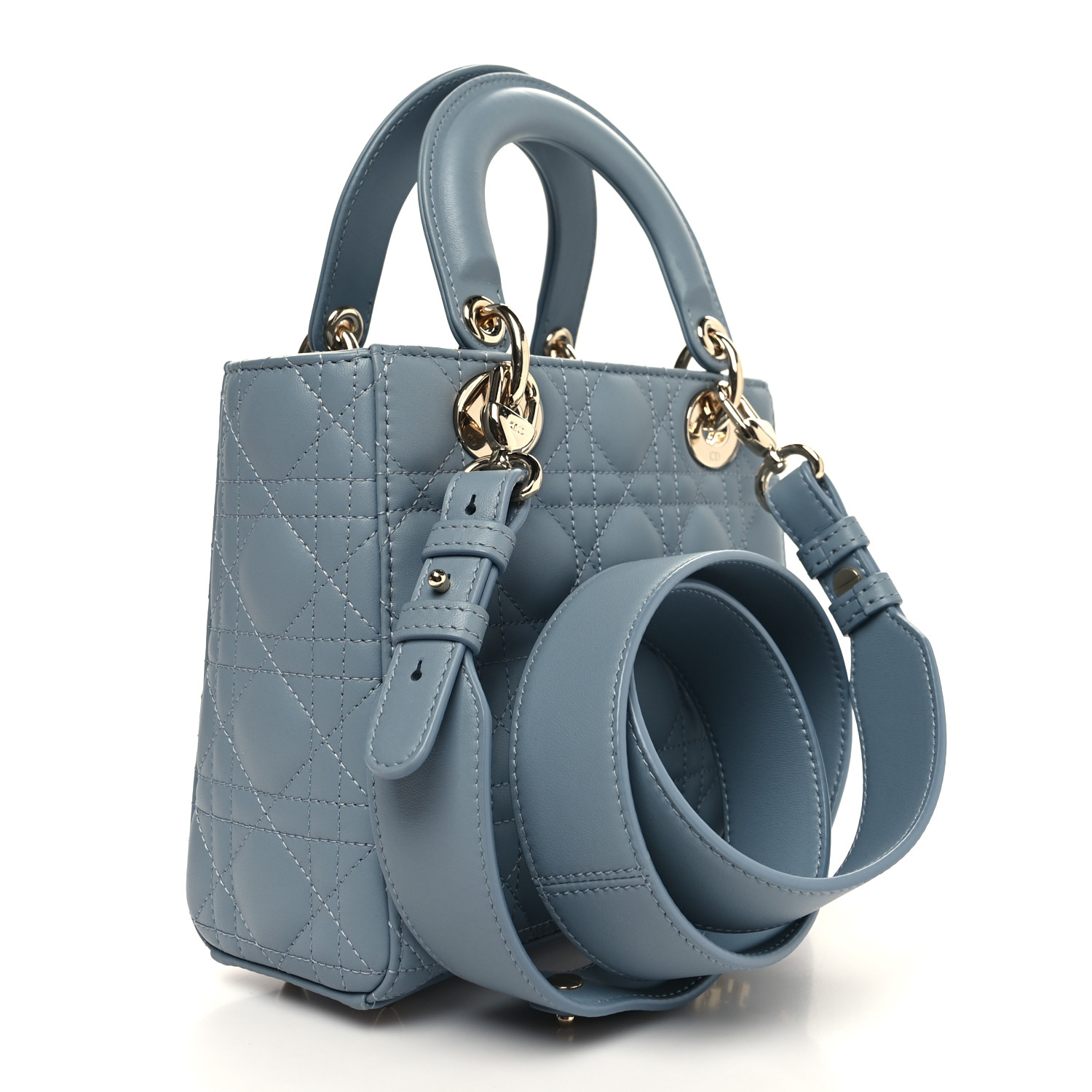 【ヴィンテージ】Rank:S☆Dior Dark Blue Small Cannage ABC Small Lady Dior My ABCDior Bag Cloud Blue Cannage Lambskin