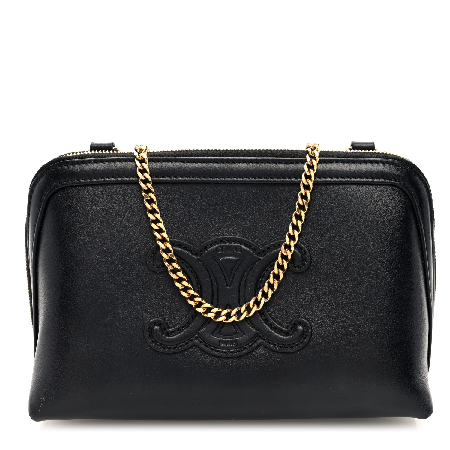 ハンドバッグ CLUTCH ON CHAIN CUIR TRIOMPHE IN SMOOTH CALFSKIN CELINE Smooth Calfskin Cuir Triomphe Clutch on Chain Black