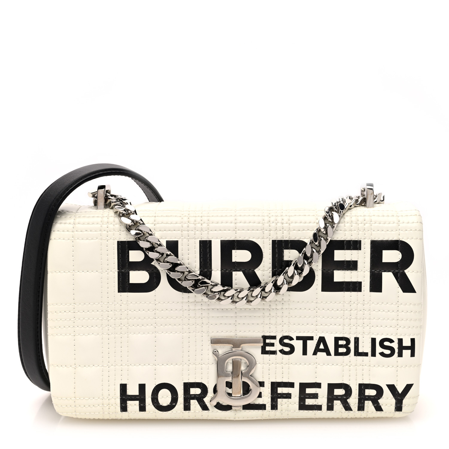 BURBERRY Patent Quilted Horseferry Print Small Lola Bag