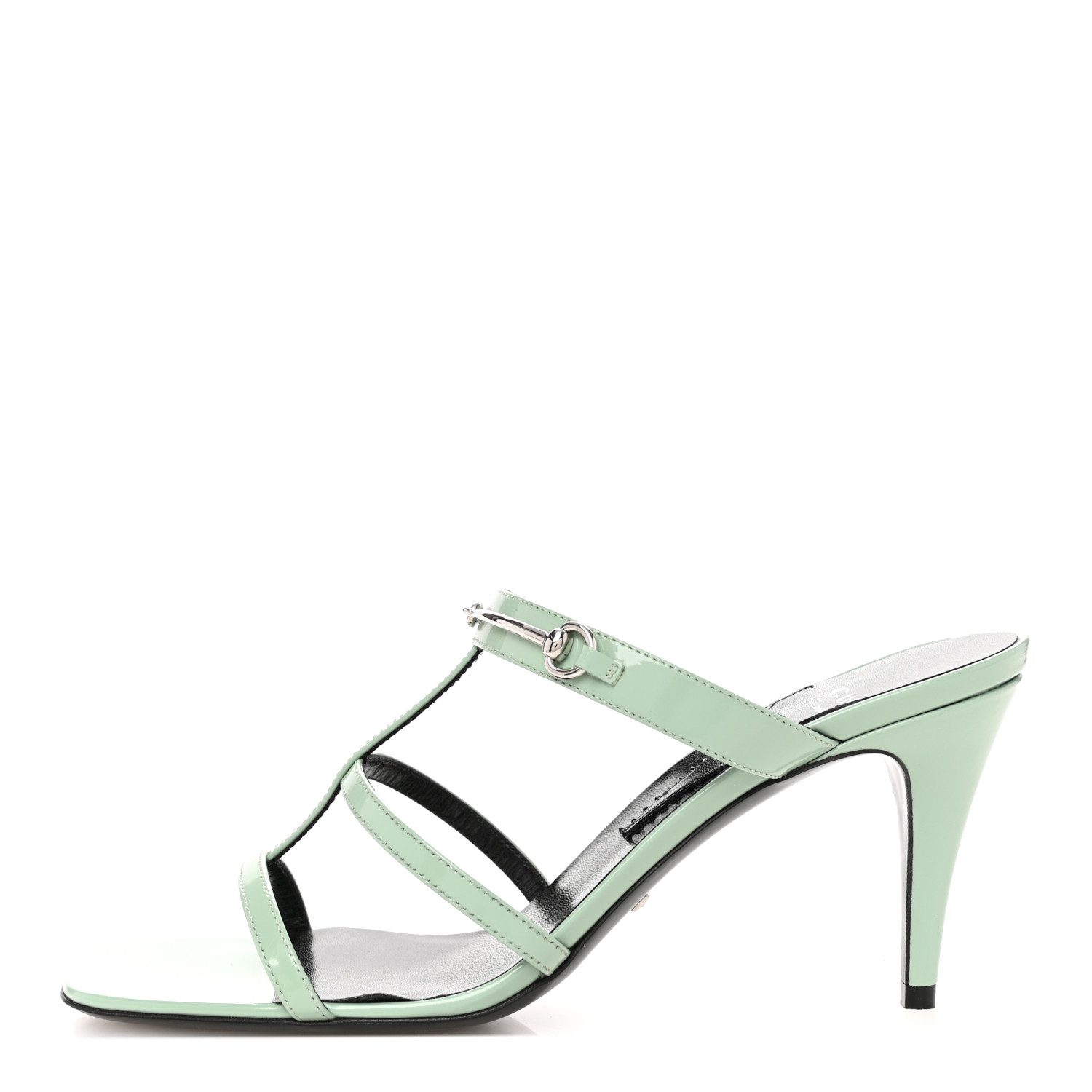 シュル GUCCI Regent Calfskin Horsebit Mid Heel Sandals 39.5 Pacific