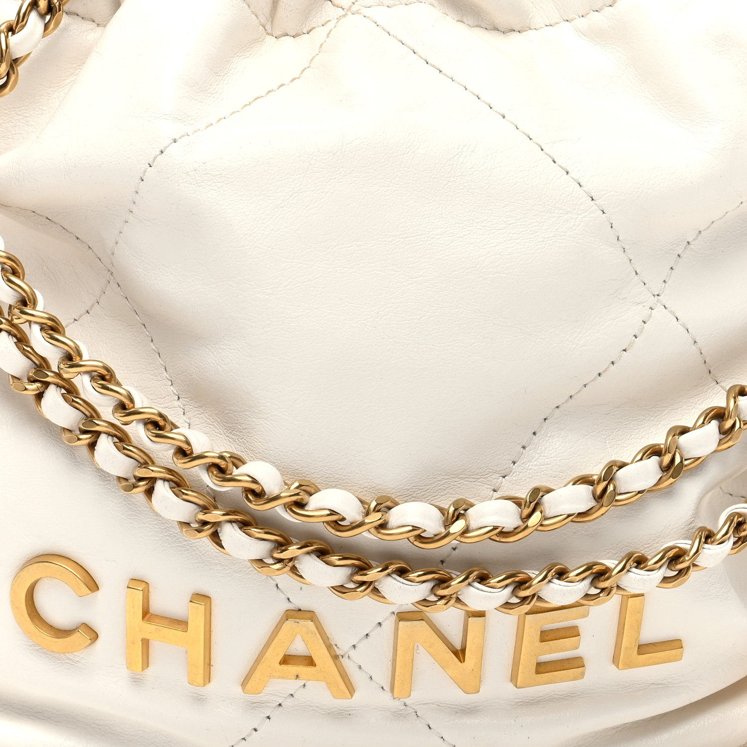 CHANEL Shiny Calfskin Quilted Mini Chanel 22 White 1643634