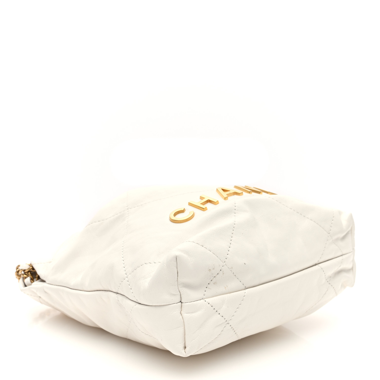 CHANEL Shiny Calfskin Quilted Mini Chanel 22 White 1643634