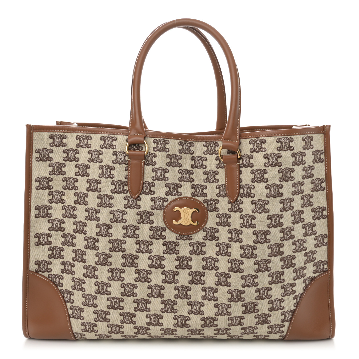◆CELINE　カフス　　No.509◆ CELINE Canvas Calfskin Triomphe Embroidered Horizontal Cabas