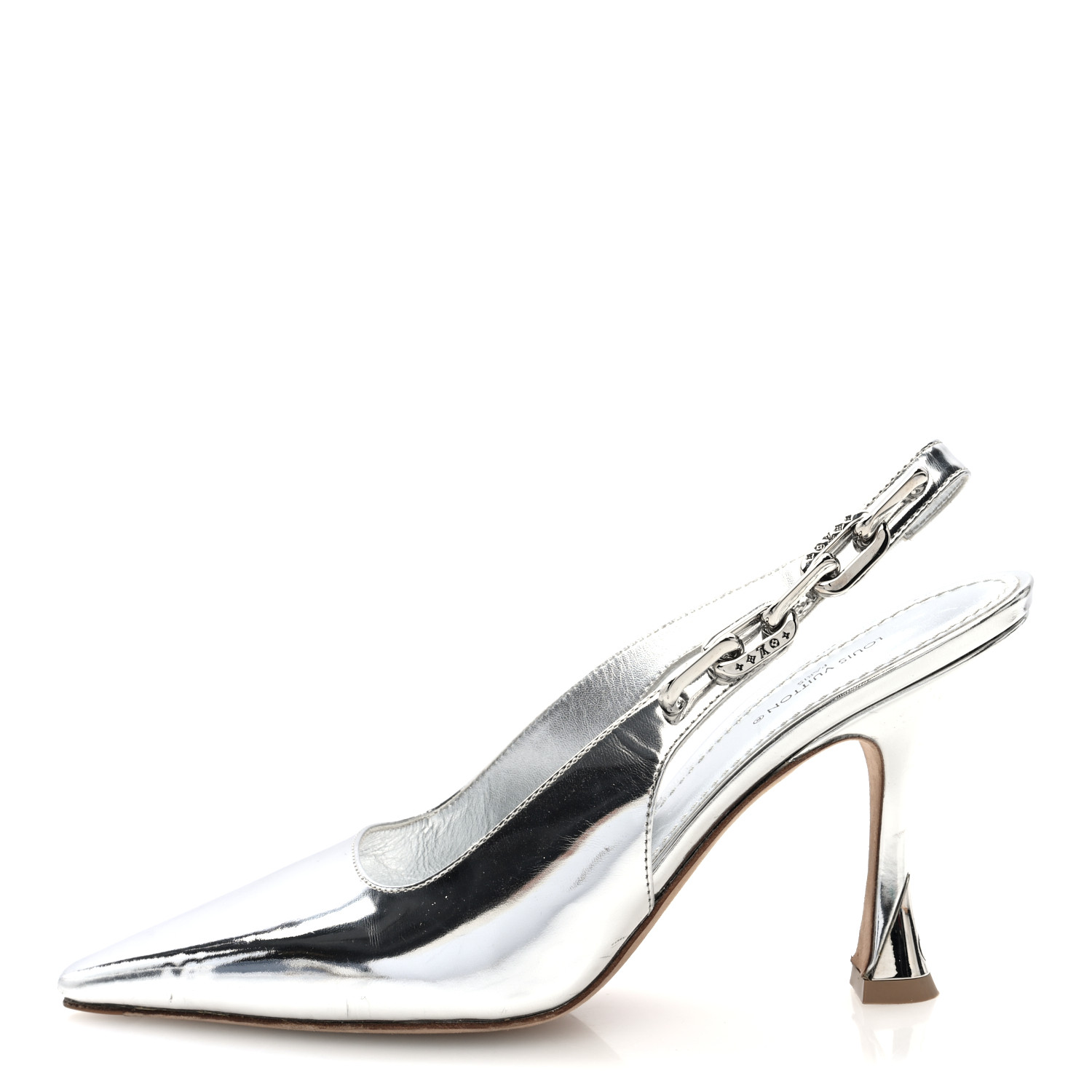 LOUIS VUITTON Metallic Calfskin Sparkle Slingback Pumps 37.5
