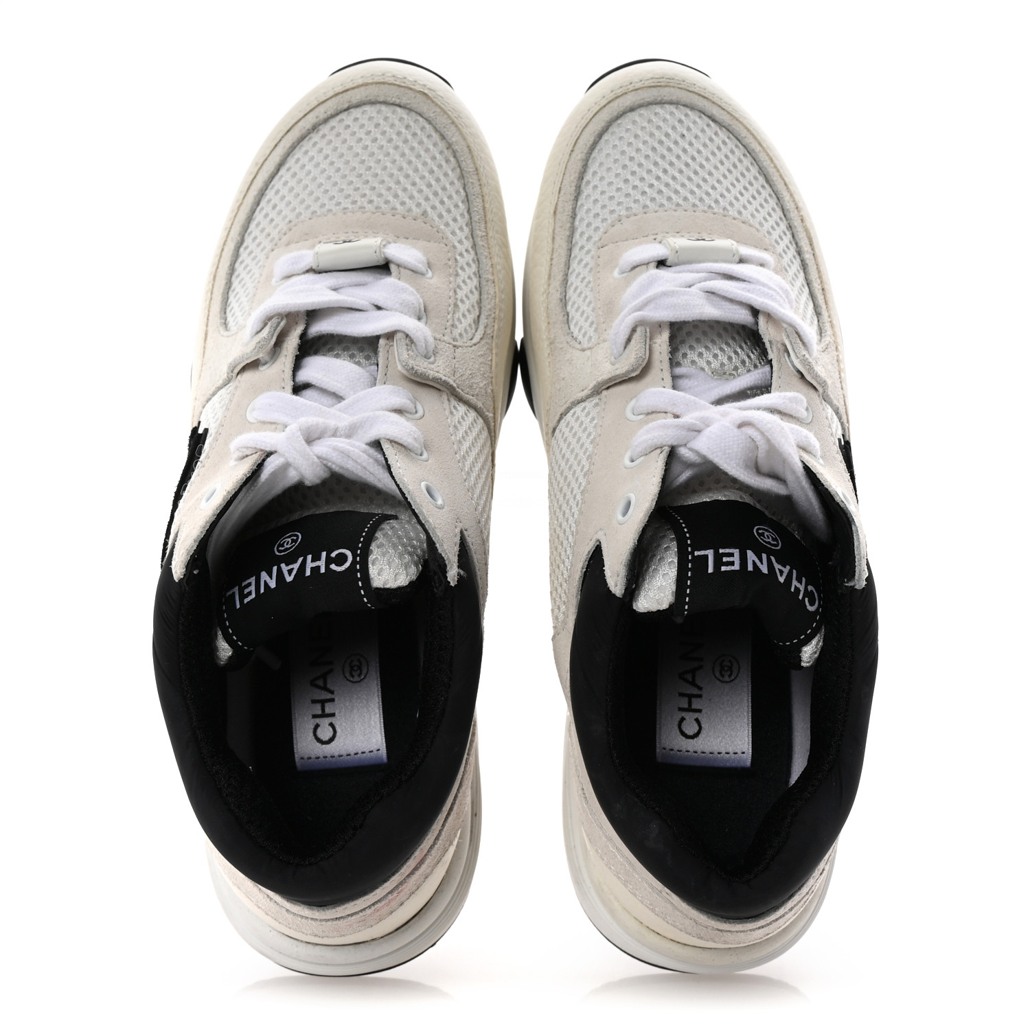 CHANEL Mesh Suede Calfskin Grained Calfskin Womens CC
