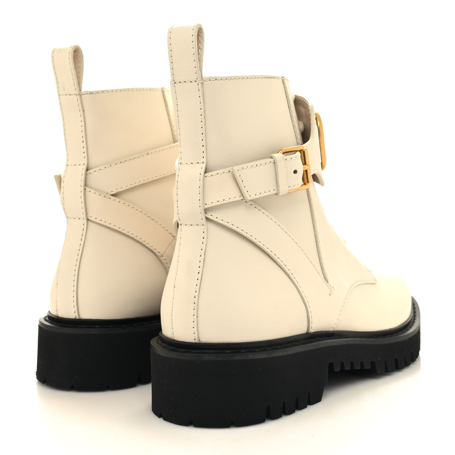 【関税込み】Valentino Garavani オフホワイト Xcombat ブーツ VALENTINO GARAVANI Calfskin Womens VLOGO 35mm Combat Boots