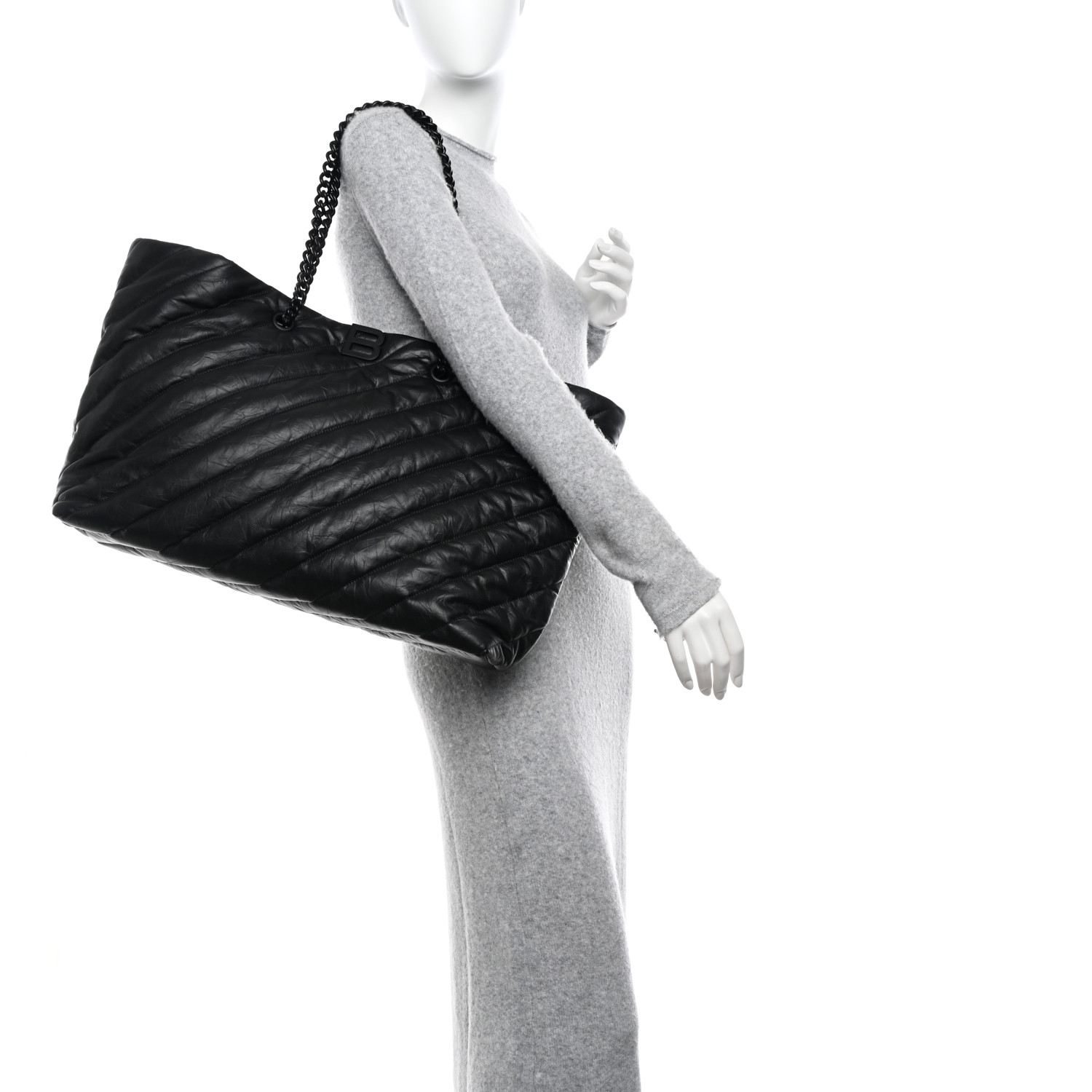 【関税＆送料込み】Balenciaga Crush Carry All L Shopper Bag Crush Carry All L Shopper Bag - Balenciaga - Leather - Black