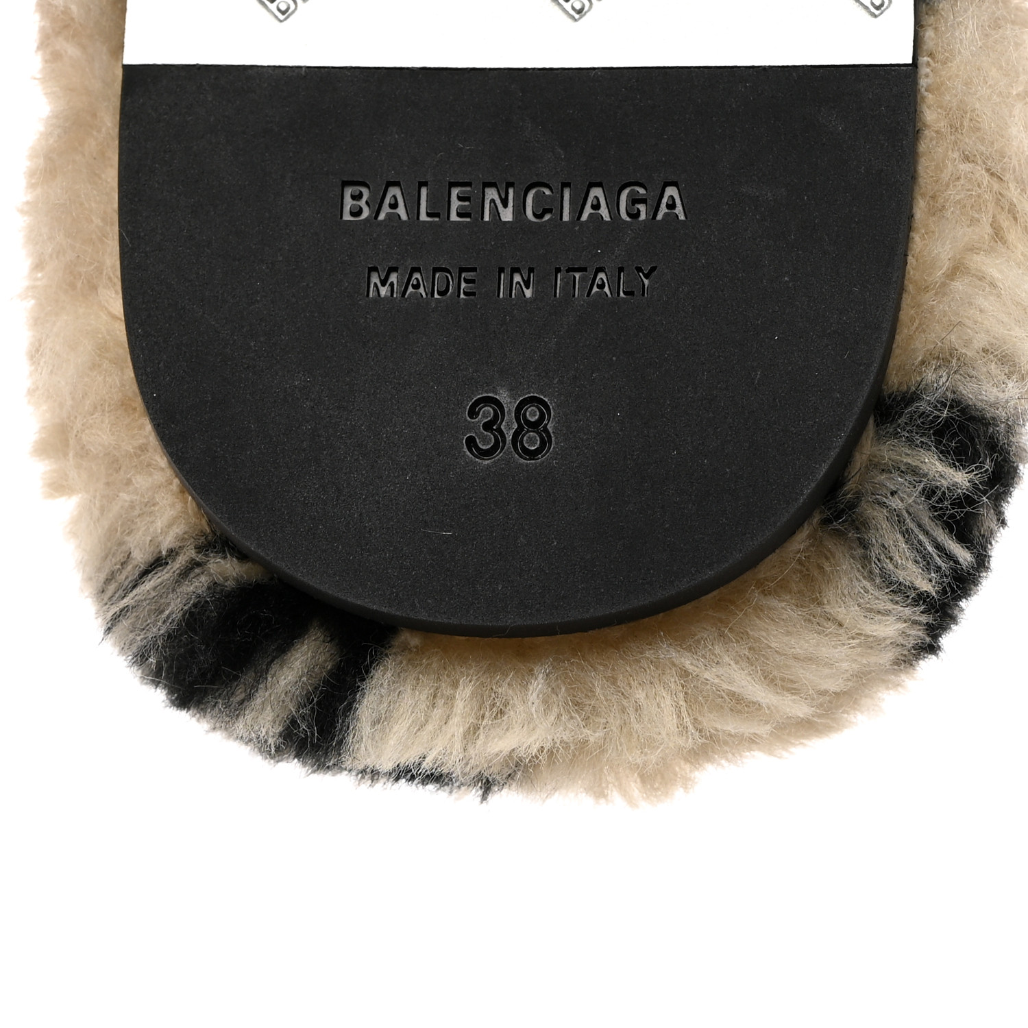 【BALENCIAGA】TEDDY ミュール ALLOVER LOGO BALENCIAGA Faux Fur Allover Logo Teddy 5mm Mules 38 Beige